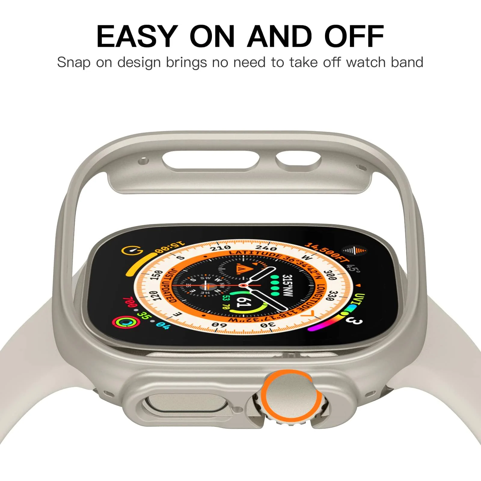 DL3 Mobilak Compatible For Apple Watch Ultra Case 49mm, Shockproof Ultra-Thin Hard PC Bumper Case All-Around Edge Protective Cover Frame[NO Screen Protector] for iWatch Accessories - Starlight