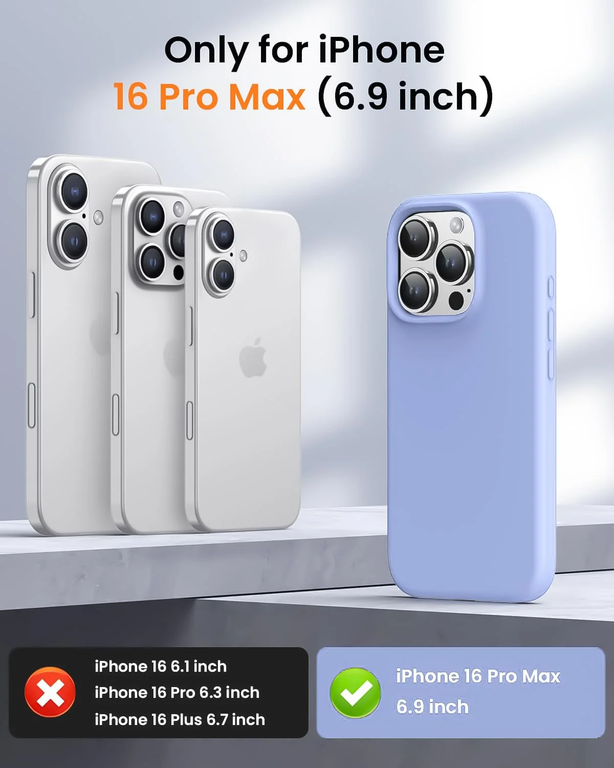 DL3 Mobilak Liquid Silicone Protective Case with Soft Microfiber Lining for iPhone 16 Pro Max - Baby Blue