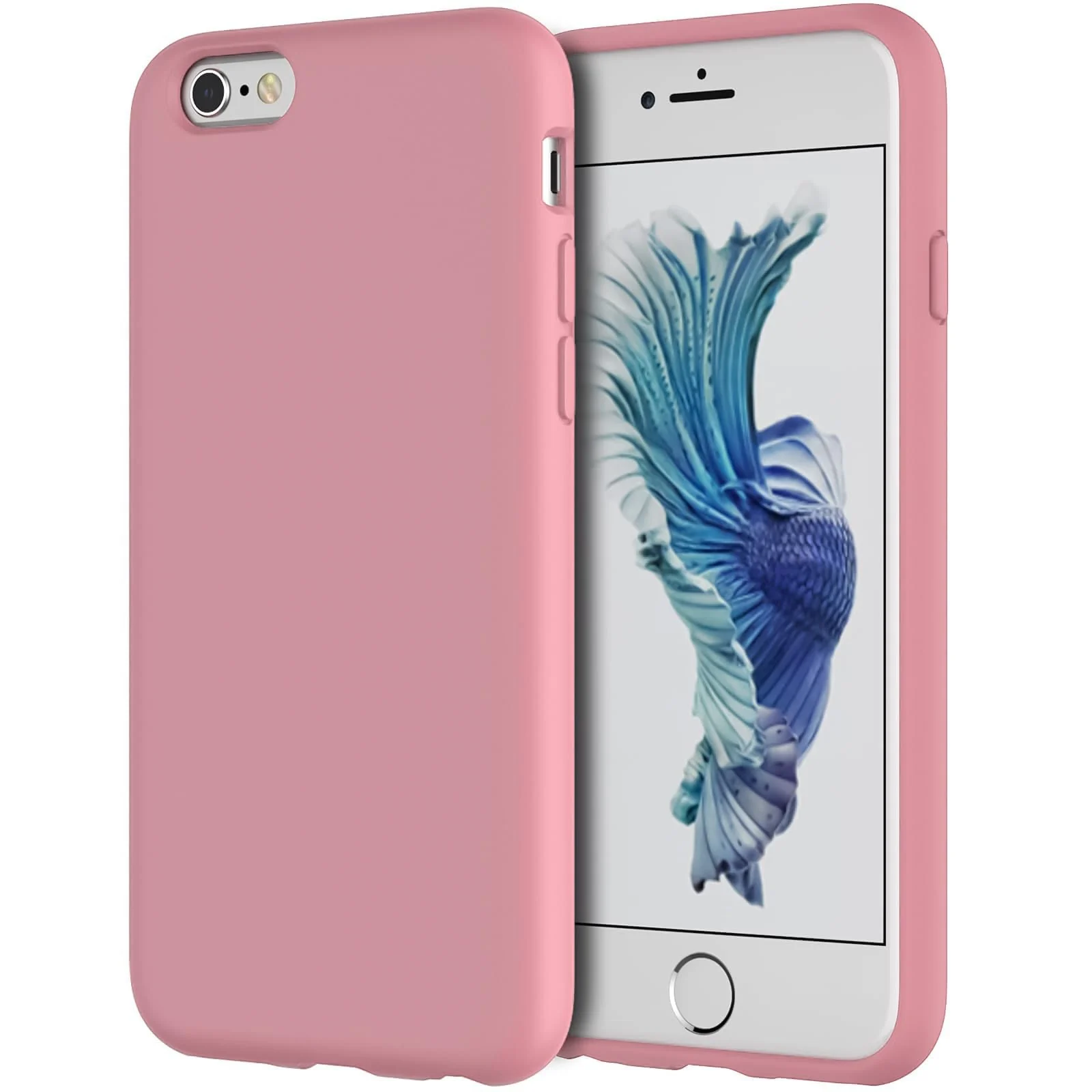DL3 Mobilak Compatible with iPhone 6 / 6S Case, Liquid Silicone Case, Full Body Protective Cover, Shockproof, Slim Phone Case, Anti-Scratch Soft Microfiber Lining - Pink