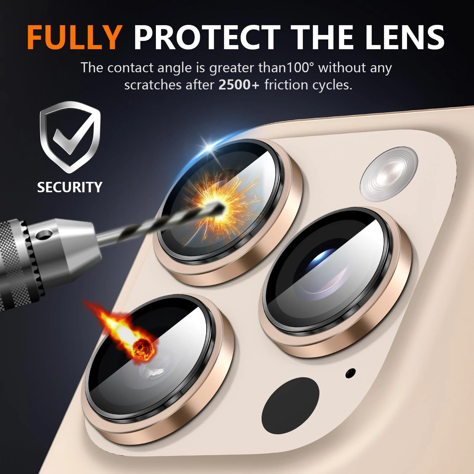 DL3 Mobilak Camera Lens Protector For iPhone 16 Pro/iPhone 16 Pro Max, [Keep Original Shooting] Tempered Glass Screen Protector Metal Individual Camera Cover, Case Friendly - Desert Titanium