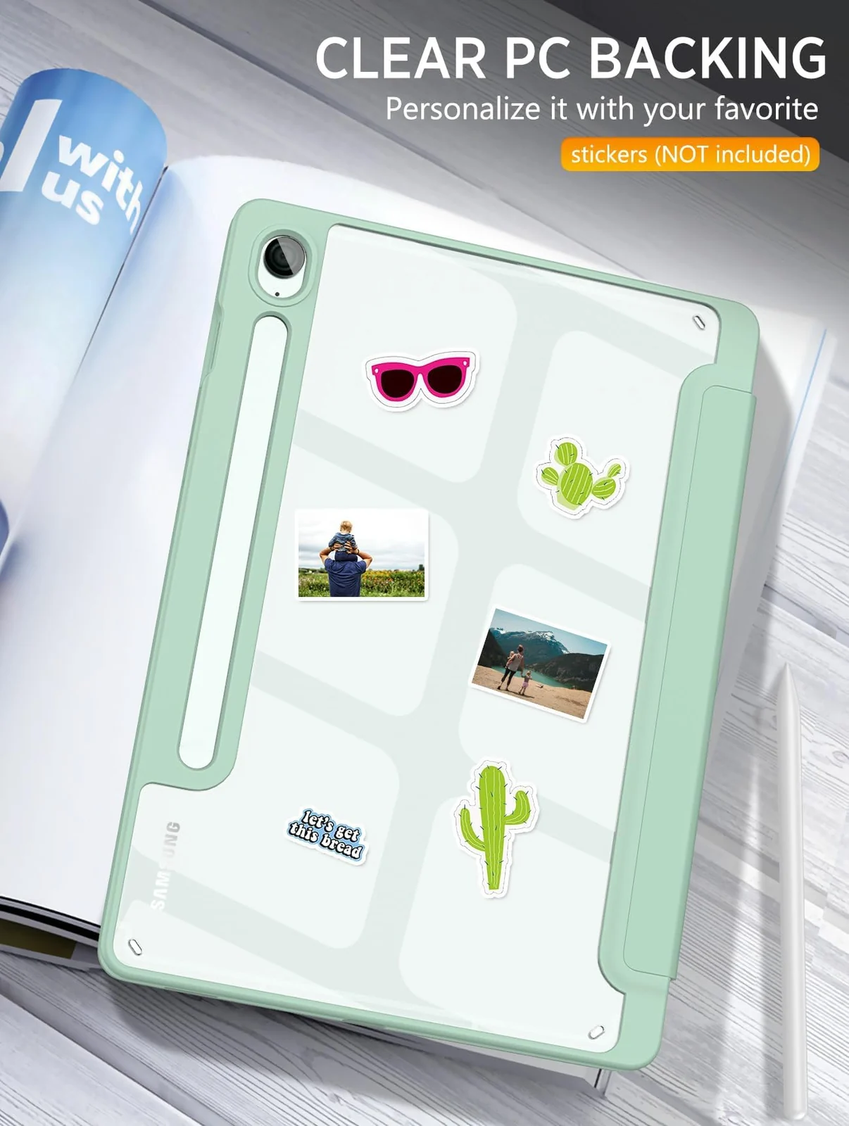 DL3 Mobilak Hybrid Slim Case for Samsung Galaxy Tab S9 FE 5G 10.9 Inch/Galaxy Tab S9 11 Inch 2023 with S Pen Holder, Shockproof Cover with Clear Transparent Back Shell, Auto Wake/Sleep - Mint Green