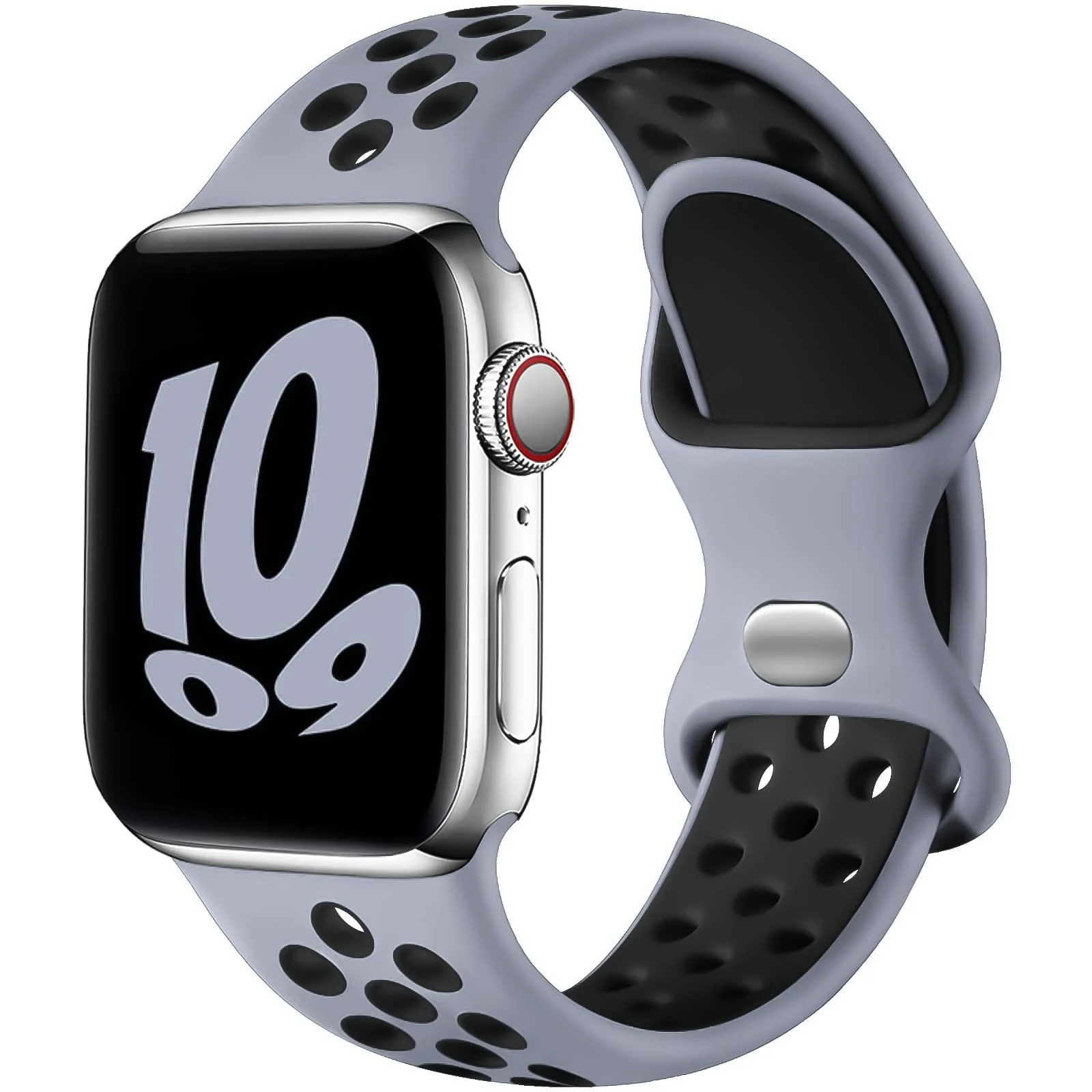 38mm/40mm/41mm — DL3 Mobilak Sport Strap For Apple Watch 49mm 45mm 44mm 42mm 41mm 40mm 38mm, Breathable Silicone Double Hole Band, for iWatch Ultra 2 Series 9 8 7 6 5 4 3 SE (A. &, 38mm/40mm/41mm) - A.Grey & Black