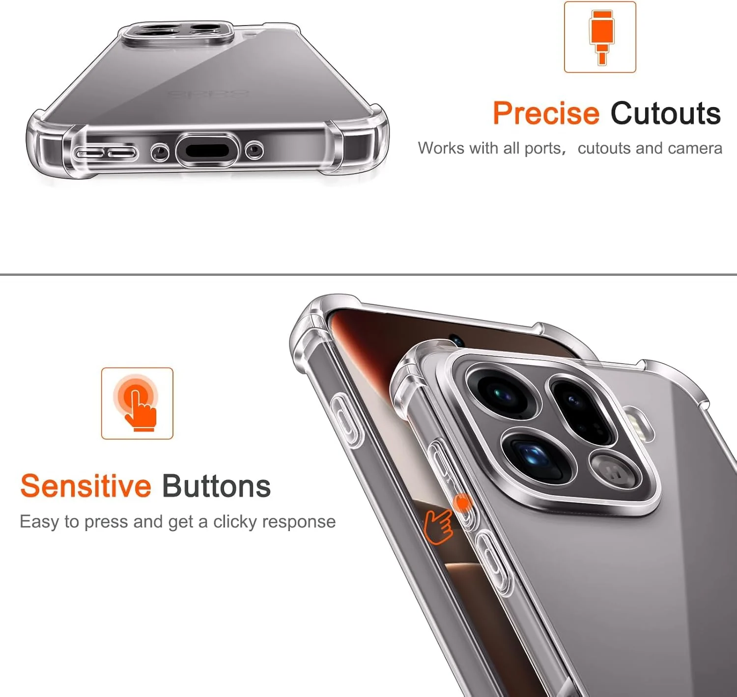 DL3 Mobilak Clear TPU Case for OPPO Find X9 Pro, Camera protection, Shock-absorbing protection, Scratch-resistant surface - Clear