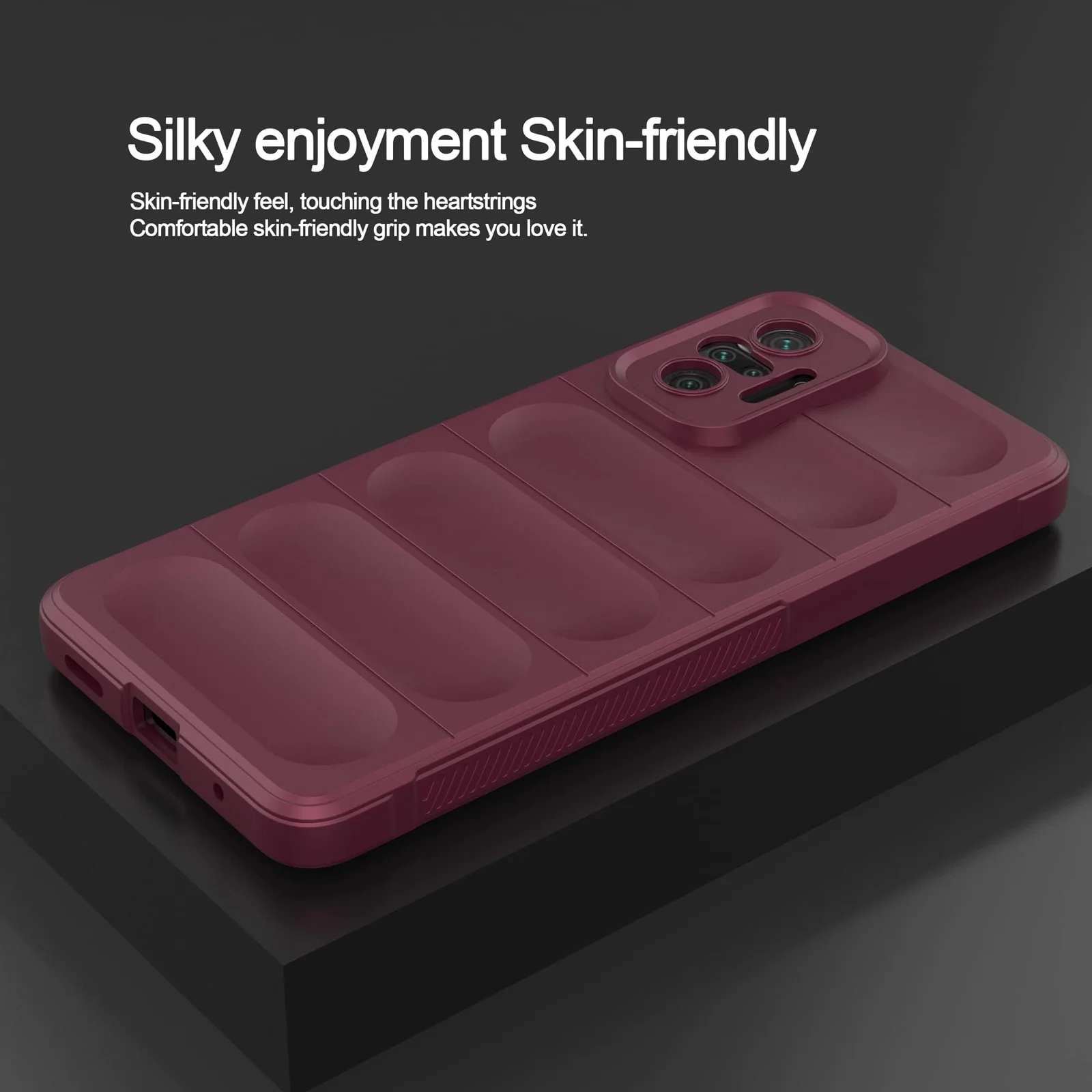 DL3 Mobilak Flexible Silicone and TPU Protective Case with Camera Protection for Xiaomi Redmi Note 10 Pro / Note 10 Pro Max - Wine Red