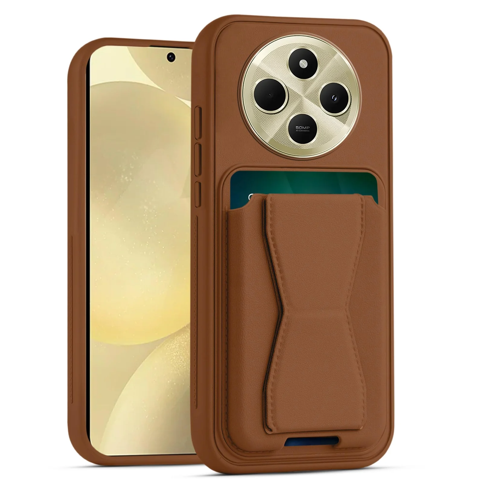 DL3 Mobilak Leather Wallet Case for Xiaomi Redmi 14C / Redmi A4 / Poco C75, Camera protection, Shock-absorbing protection, Built-in kickstand - Brown