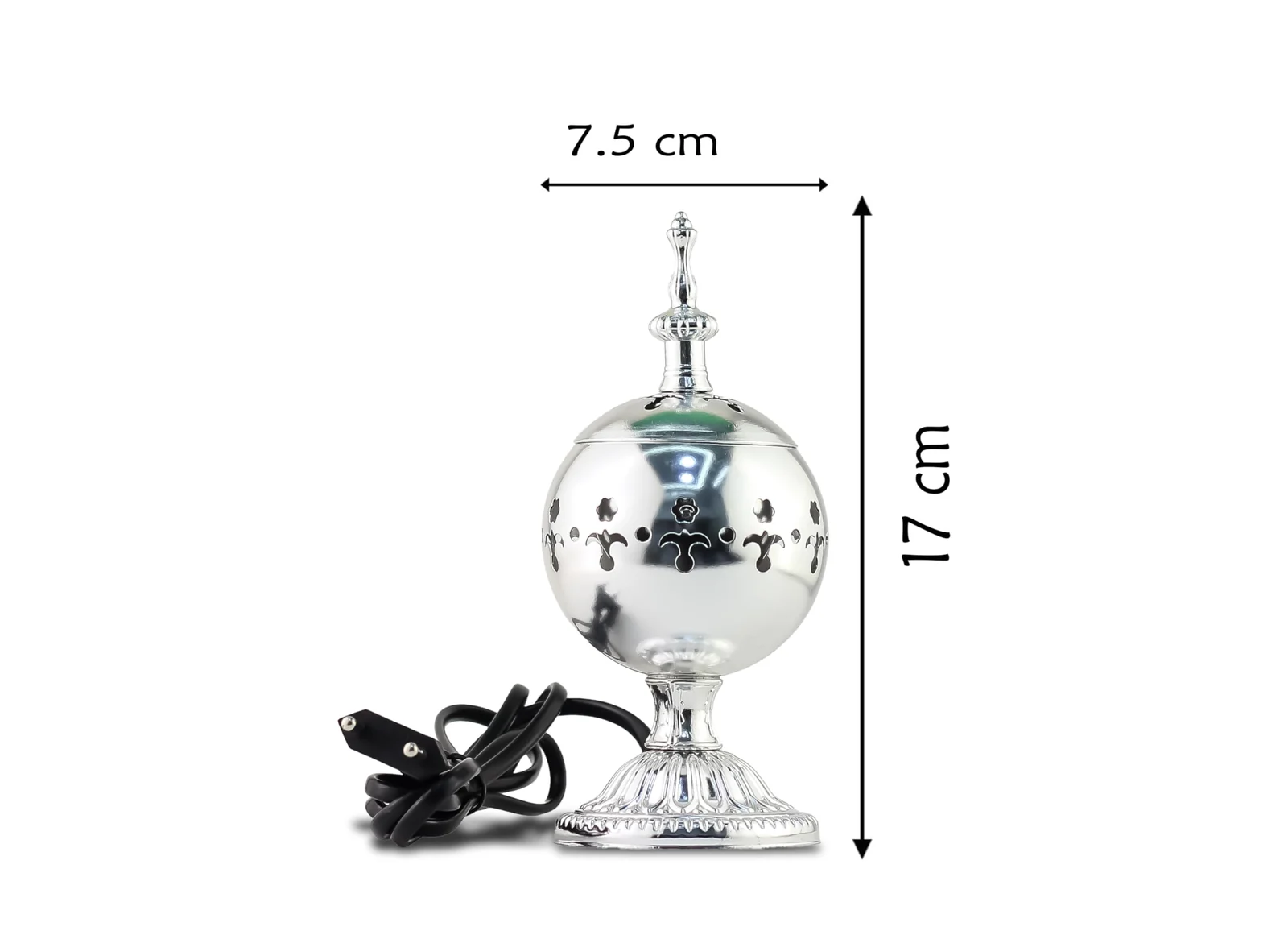 Mobigon Arabian Electric Incense Burners metal Vintage Arabic Burner, Middle Eastern Incense Holder- Electric Incense Burner Bakhoor Suitable For Arabian Oud, Home, Hotel Decor - i. silver