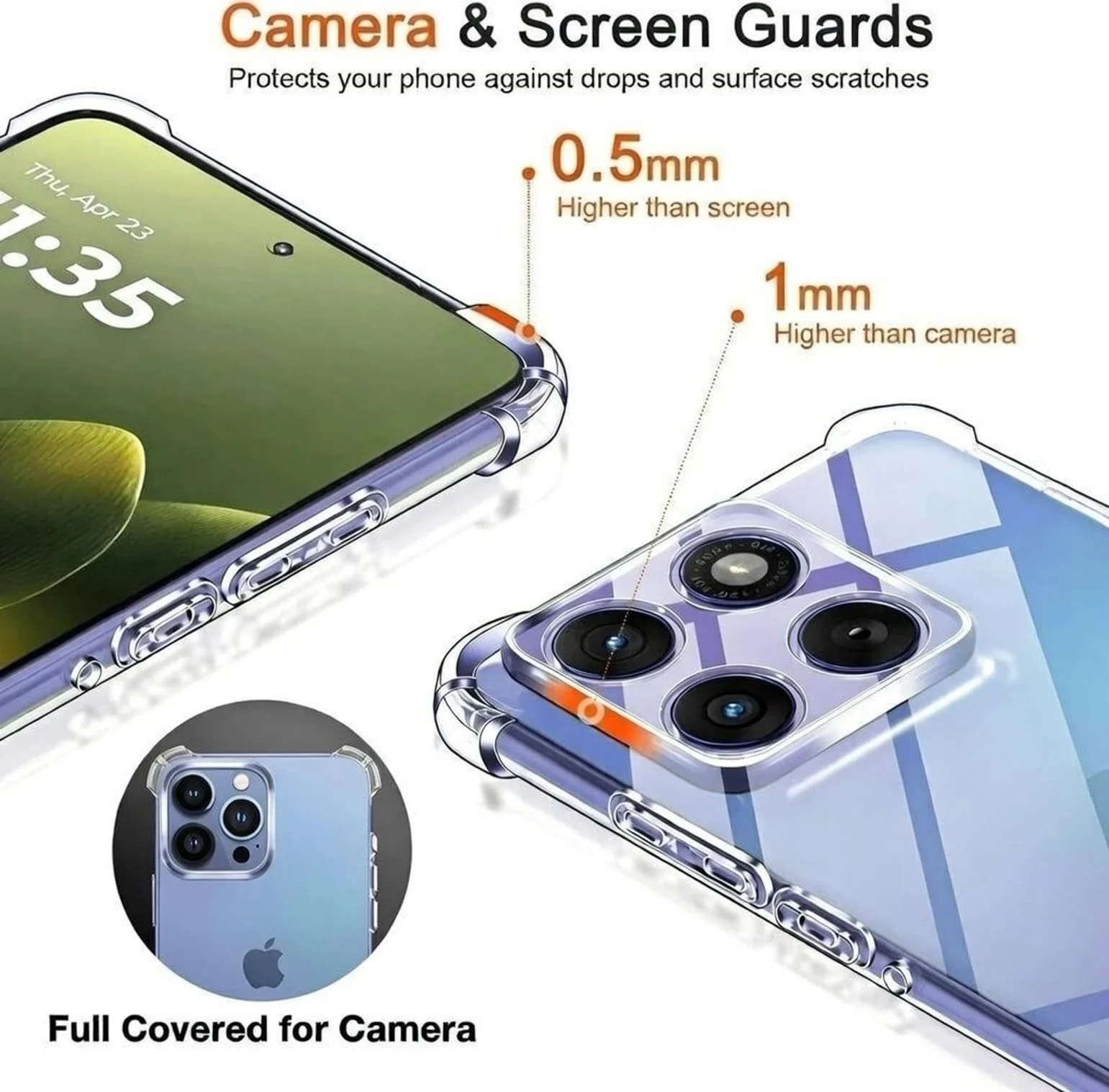 DL3 Mobilak Case Compatible with Motorola Moto G57 5G / G57 Power 5G, Cover Silicone TPU Gorilla Anti-shock Protector Camera Shockproof Corners - Clear