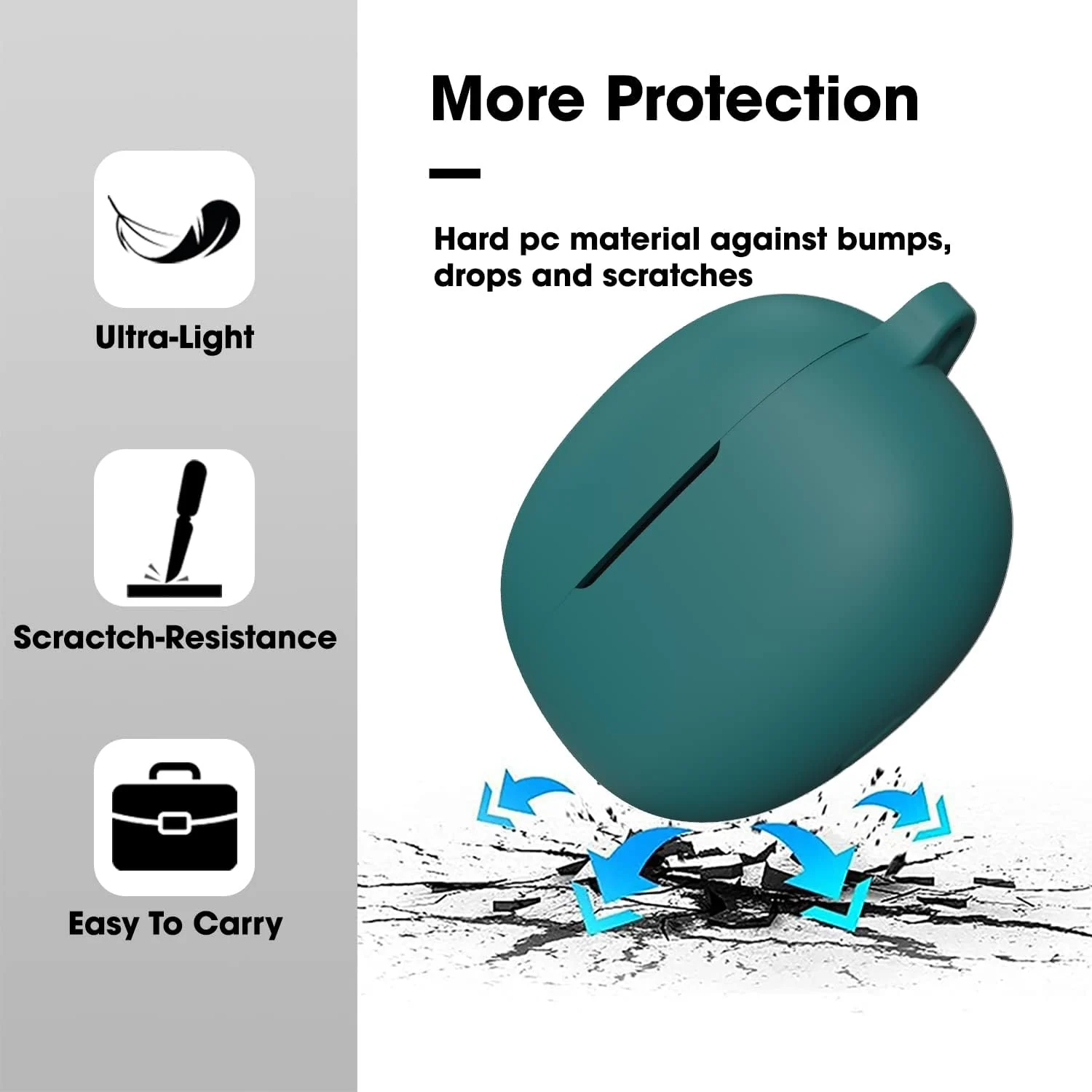 DL3 Mobilak Silicone Case Compatible with realme Buds T100 Earbuds, Soft Silicone Protective Case Cover, Shockproof Sleeve with Carabiner - Green
