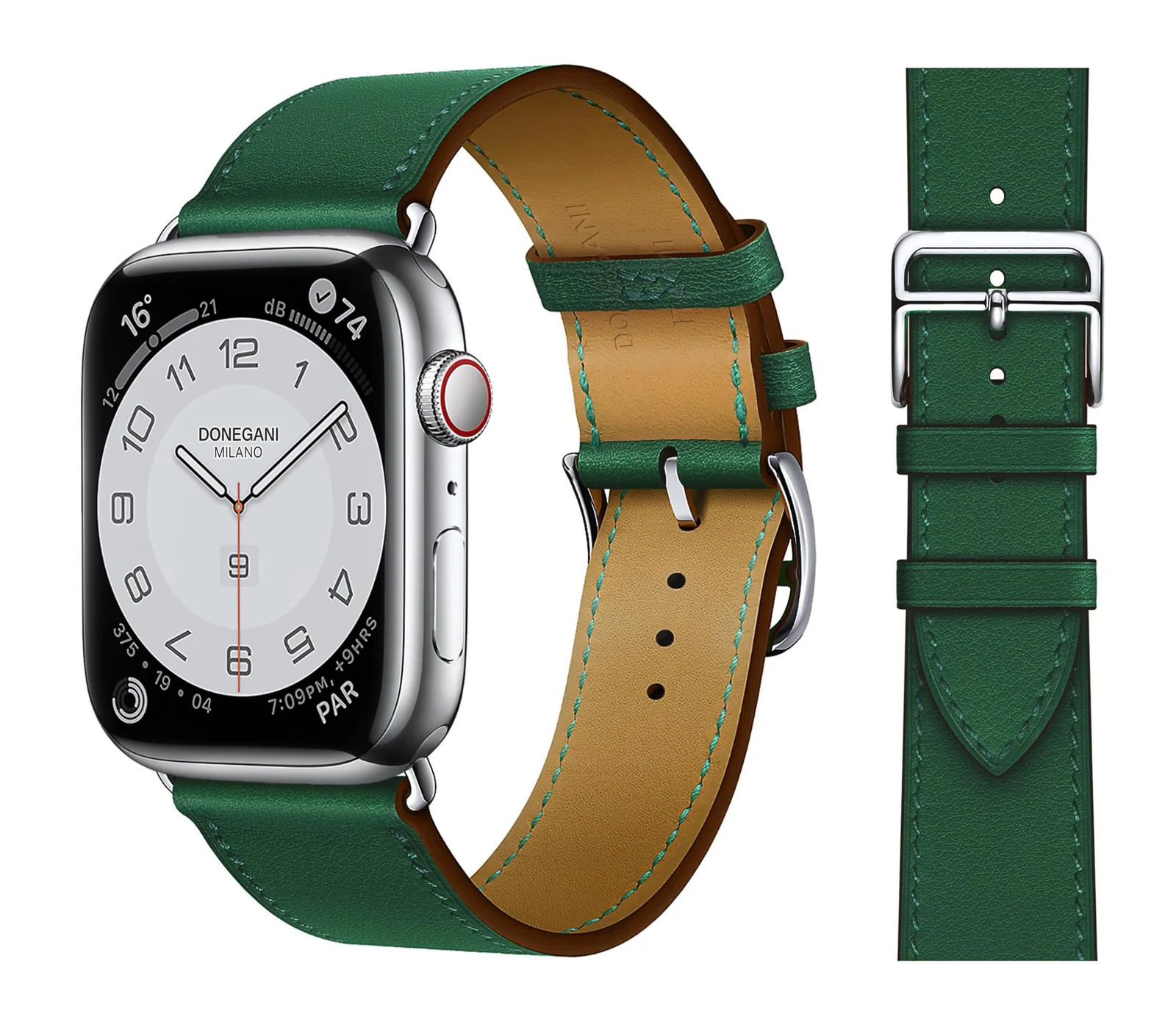 DL3 Mobilak Compatible with Apple Watch Band 49mm 46mm 45mm 44mm 42mm Leather Band Replacement Strap, Soft Leather Bracelet for iWatch Series 11 10 9 8 7 6 5 4 SE SE2 Ultra 3 2 1 - Green