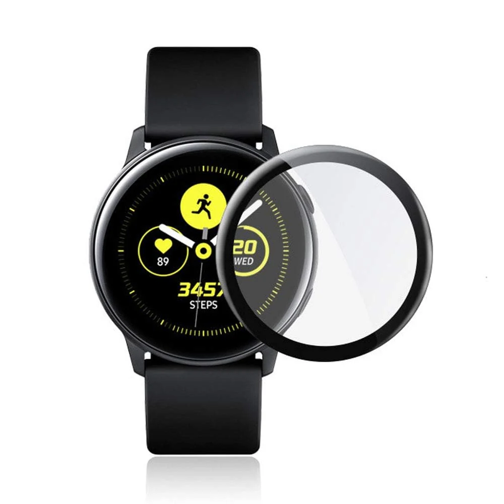 DL3 Mobilak Screen Protector For Samsung Galaxy Watch Active 2 40mm, 3D Curved Soft Edge Protective Film [Anti-Scratch] [Bubble Free] [Ultra Shatterproof] [High Sensitive] (Not Glass) For Active2 40mm - Black