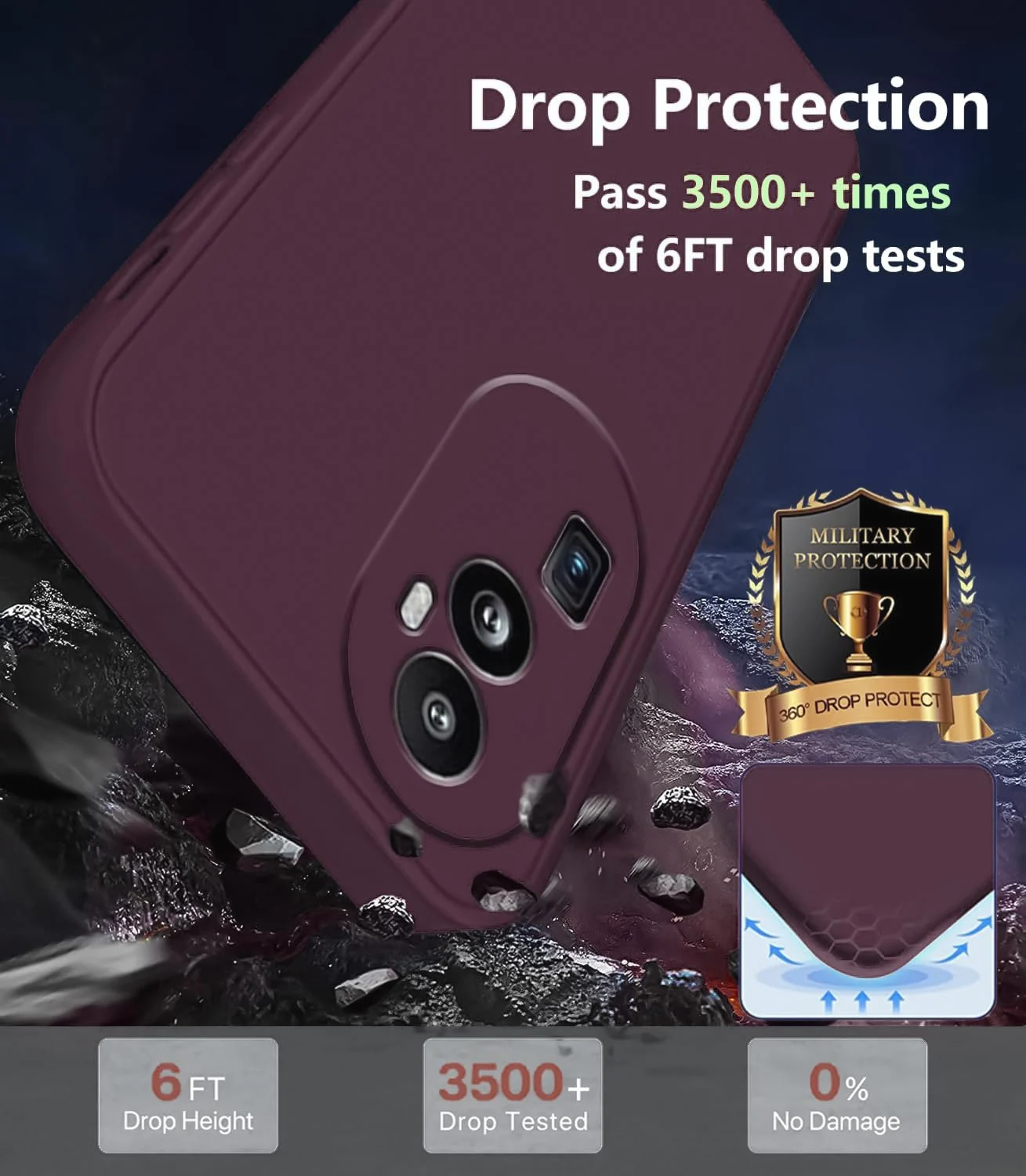 DL3 Mobilak Liquid Silicone Protective Case with Soft Microfiber Lining with Full Camera Protection for OPPO Reno 10 Pro+ Plus 5G - Wine Red