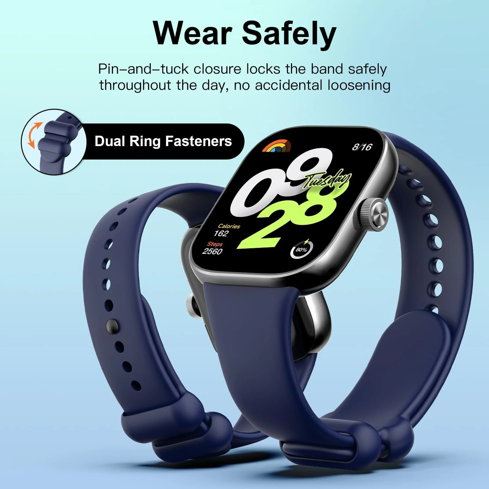 DL3 Mobilak Sport Strap Compatible with Xiaomi Redmi Watch 4/ Xiaomi Band 8 pro, Soft Silicone Sports Wristband for Men Women, Double Ring Adjustable Replacement (Midnight) - Midnight blue