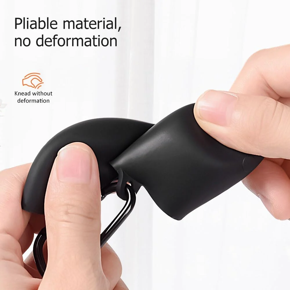 DL3 Mobilak Silicone Case Compatible with Xiaomi Redmi Buds 4 Earbuds, Soft Silicone Protective Case Cover, Shockproof Sleeve with Carabiner - Black
