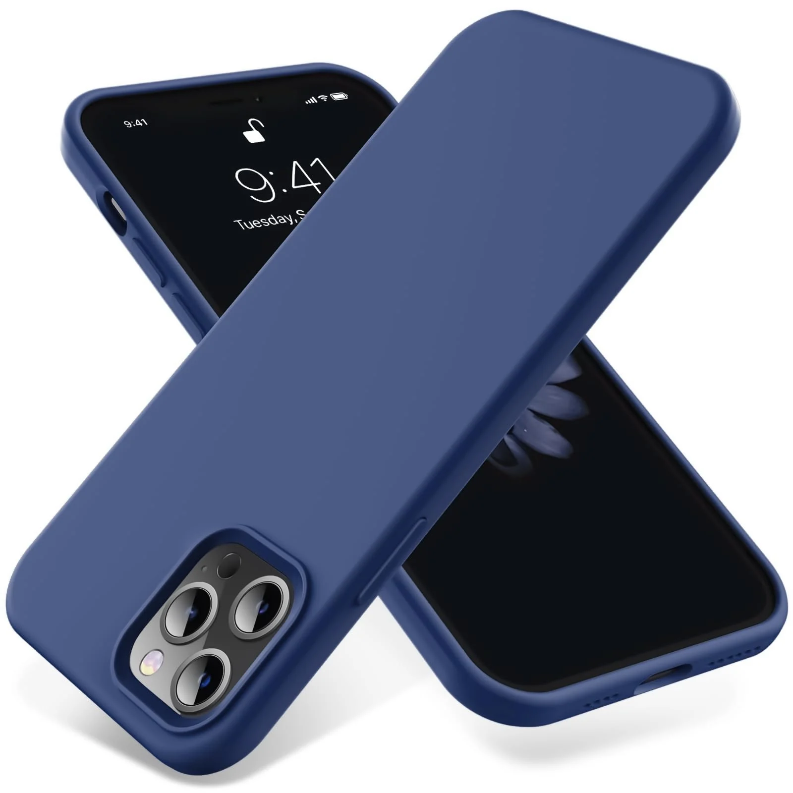 "DL3 Mobilak Compatible with iPhone 15 Pro Max Case 6.7"", Slim Liquid Silicone 3 Layers Soft Gel Rubber Shockproof Protective Phone Case with Anti-Scratch Microfiber Lining - Royal Blue"