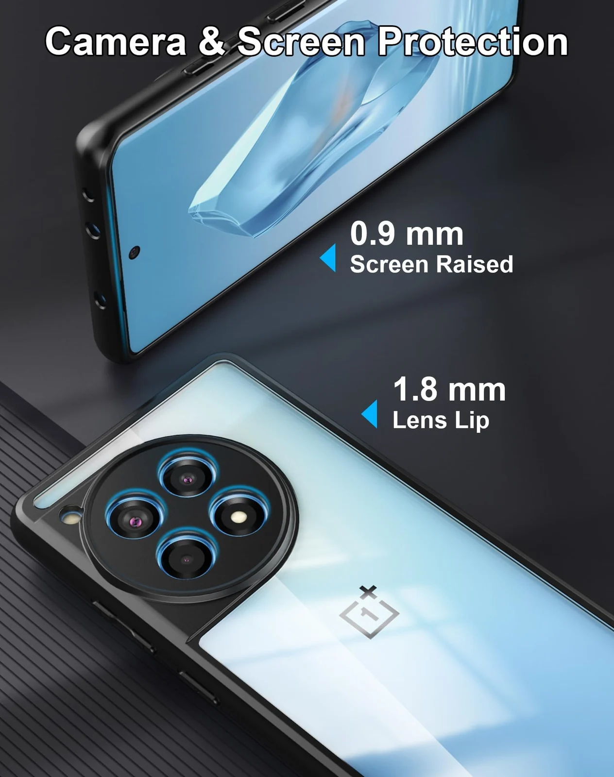 DL3 Mobilak Clear Protective Case for Oneplus 12R 5G / Oneplus Ace 3 - Black