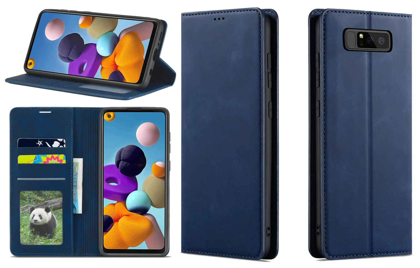 Dl3 Mobilak Premium PU Leather Flip Folio Case for Samsung Galaxy Note 8, Magnetic Closure Protective Case Kickstand Card Cash Slot Shockproof Durable Wallet Cover Soft TPU Inner Phone Case (Blue)