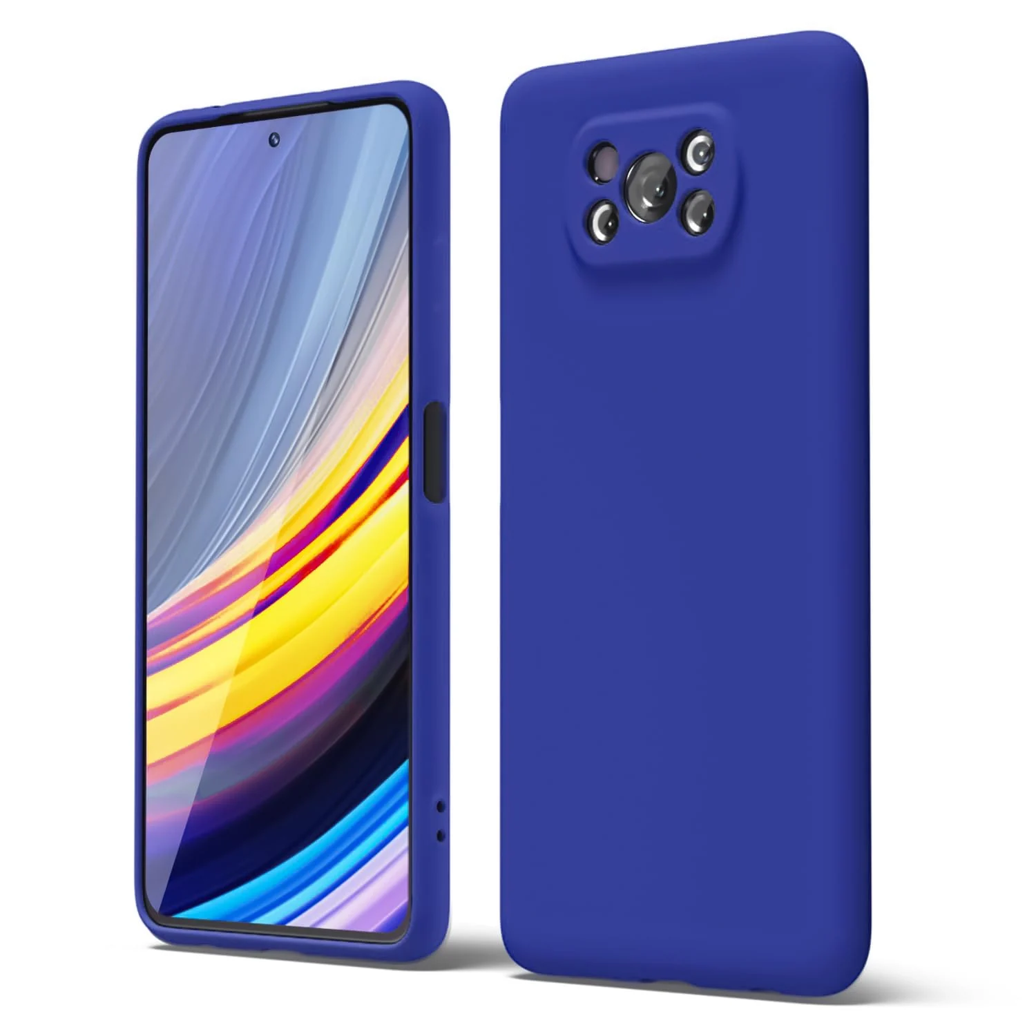 DL3 Mobilak Liquid Silicone Protective Case for Xiaomi Poco X3 Pro / Poco X3 NFC / Poco X3 with Camera Protection and Microfiber Lining - Pepsi