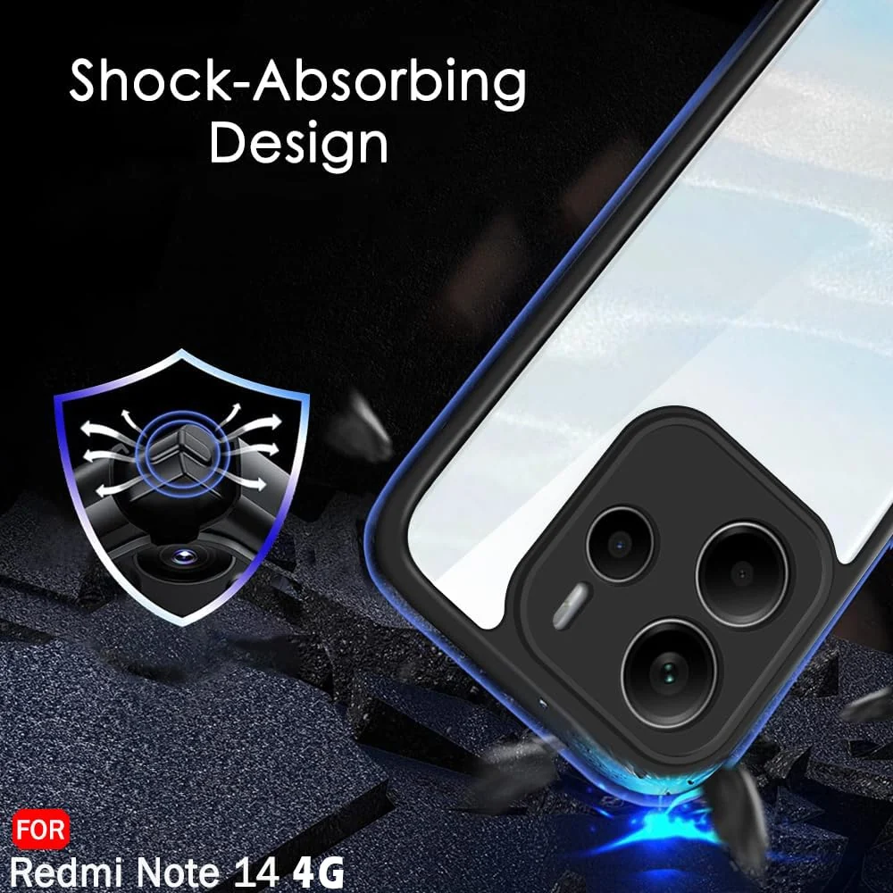 DL3 Mobilak Rugged Protective Case for Xiaomi Redmi Note 14 4G (Not 5G), Camera protection, Shock-absorbing protection, Scratch-resistant surface - Black