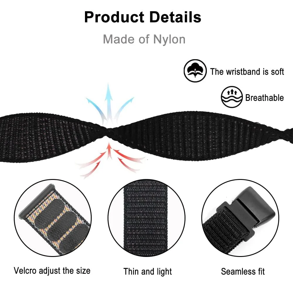DL3 Mobilak Nylon Band for Honor Band 6/Huawei Band 6 Pro/Huawei Band 6, Nylon Watch Strap Sport Wristband Soft Replacement Watch Strap Adjusable Wrist for Women Men - Black