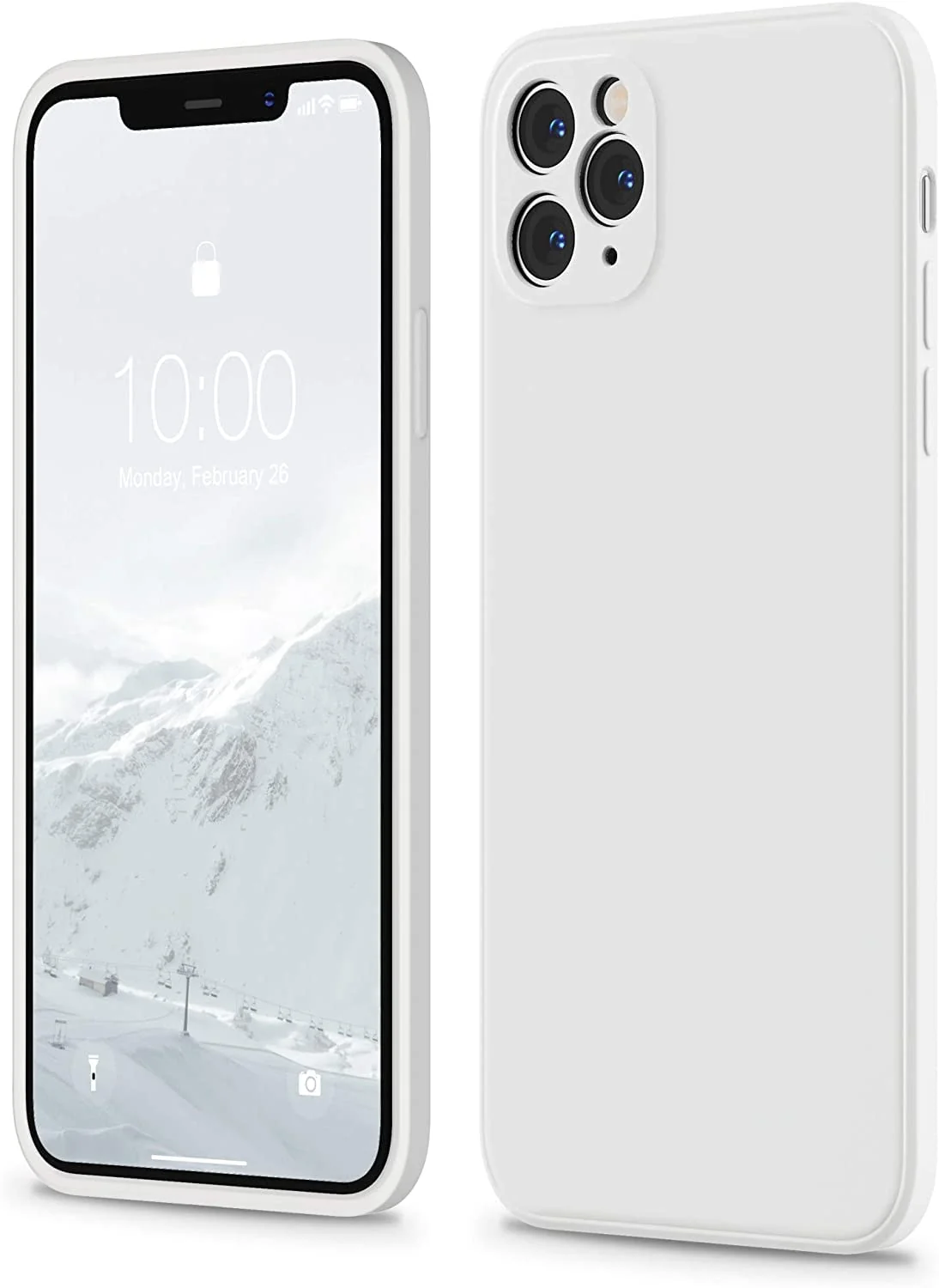 DL3 Mobilak Liquid Silicone Protective Case for iPhone 11 Pro Max (6.5 Inch) with Camera Protection and Microfiber Lining - White