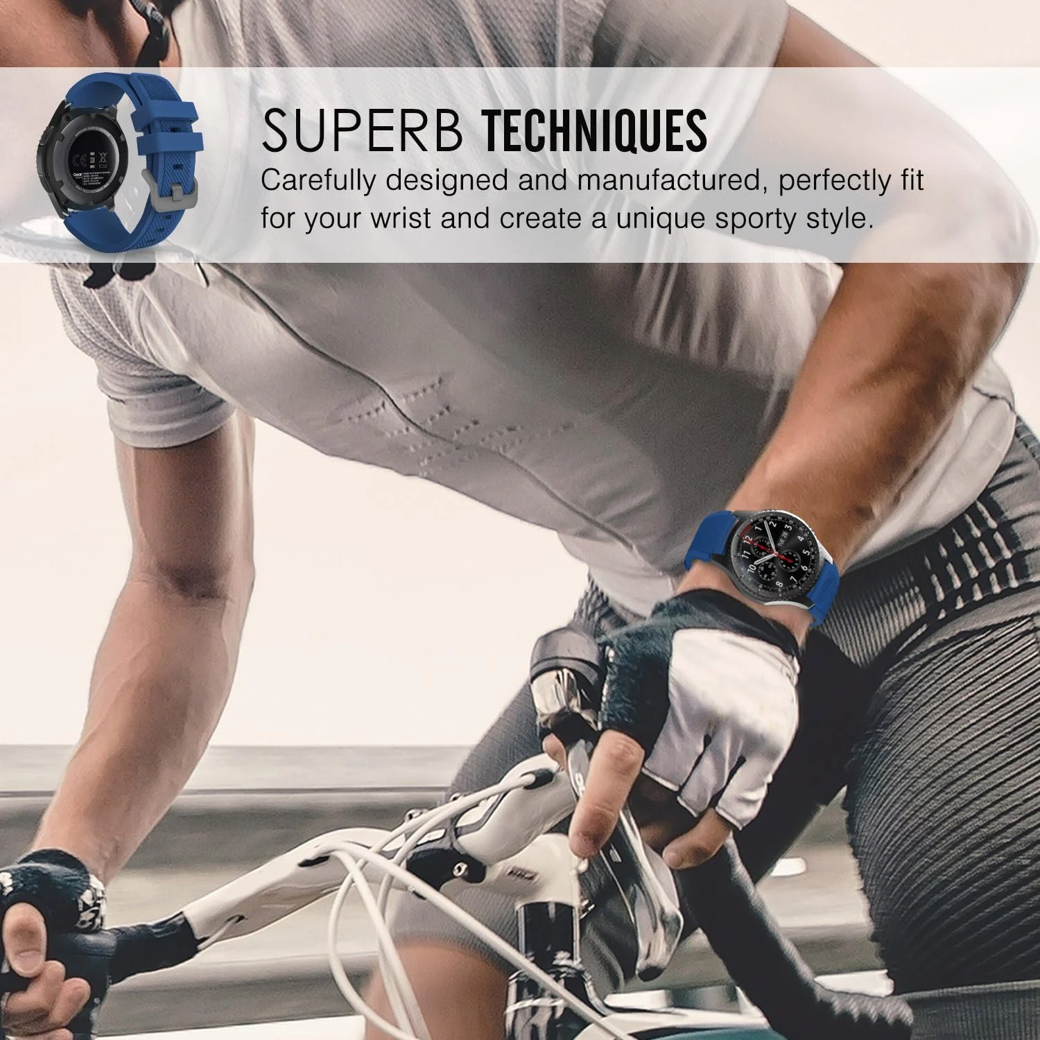 DL3 Mobilak Silicone Sport Band 22MM Xiaomi Redmi Watch 5 Active/5 Lite/Samsung Galaxy Watch 46mm/Watch 3 45mm/Gear S3/Huawei watch (GT6 GT5 GT4 GT3 GT2 GT 46MM)/GT2E/GT5 Pro/GT 6 Pro/Amazfit GTR 3/4 - Blue