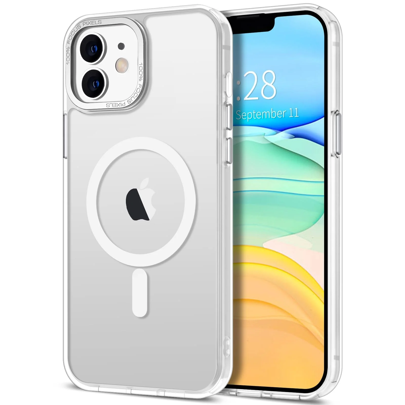 DL3 Mobilak Wallet Case with Card Slot for iPhone 12, iPhone 12 Pro with Ring Holder and Magnetic Car-Mount Support - White
