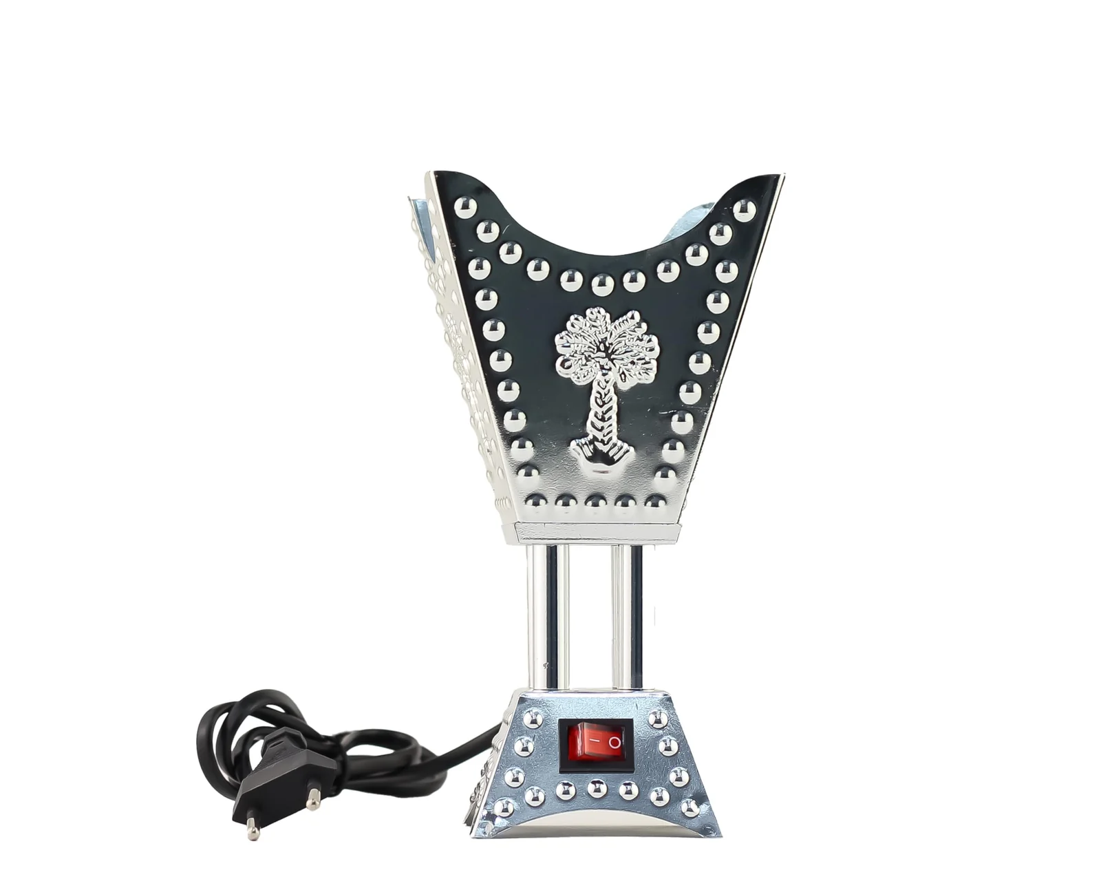 Mobigon Arabian Electric Incense Burners metal Vintage Arabic Burner, Middle Eastern Incense Holder- Electric Incense Burner Bakhoor Suitable For Arabian Oud, Home, Hotel Decor - A. silver