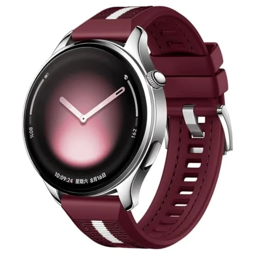 MOBIGON 20mm Nylon-Silicone Sport Watch Strap, Wine Red