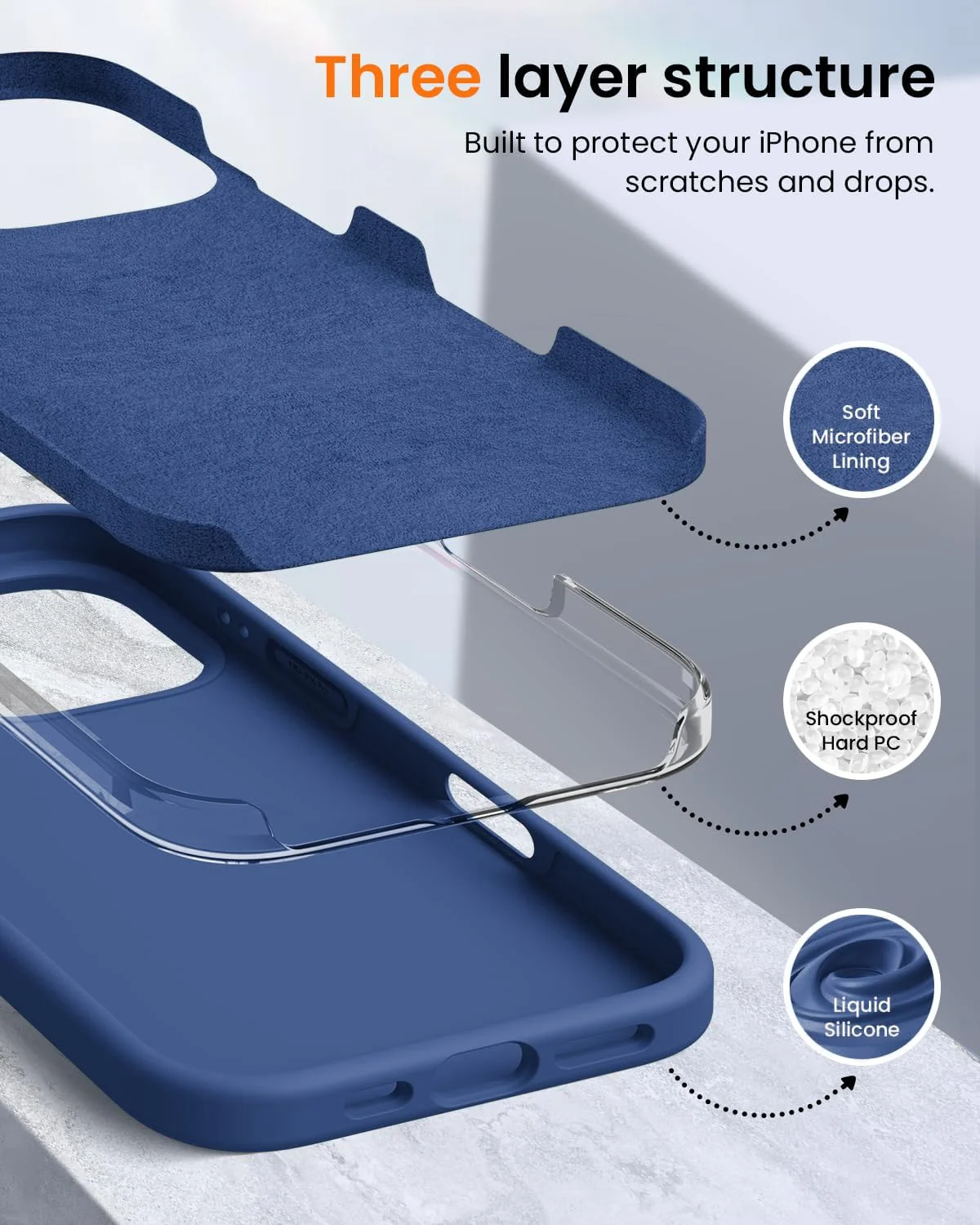 DL3 Mobilak Liquid Silicone Case for iPhone 16 Pro 6.3-inch, Supports wireless charging, Shock-absorbing protection, Scratch-resistant surface - Royal Blue