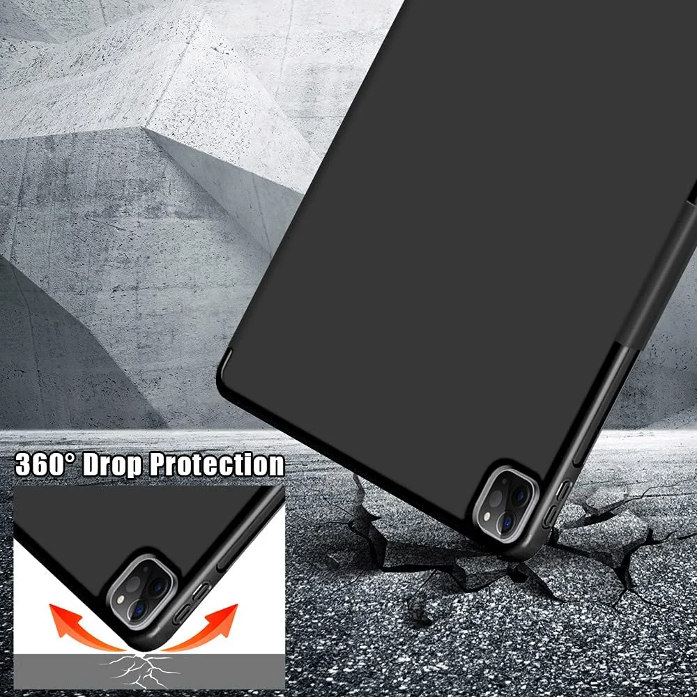 DL3 Mobilak Compatible with iPad Pro 11 Inch Case 2022(4th Gen)/2021(3rd Gen)/2020(2nd Gen) Case, Smart Stand, Pencil Holder, Shockproof Slim Lightweight Leather Cover, Modern Abstract Design - Black
