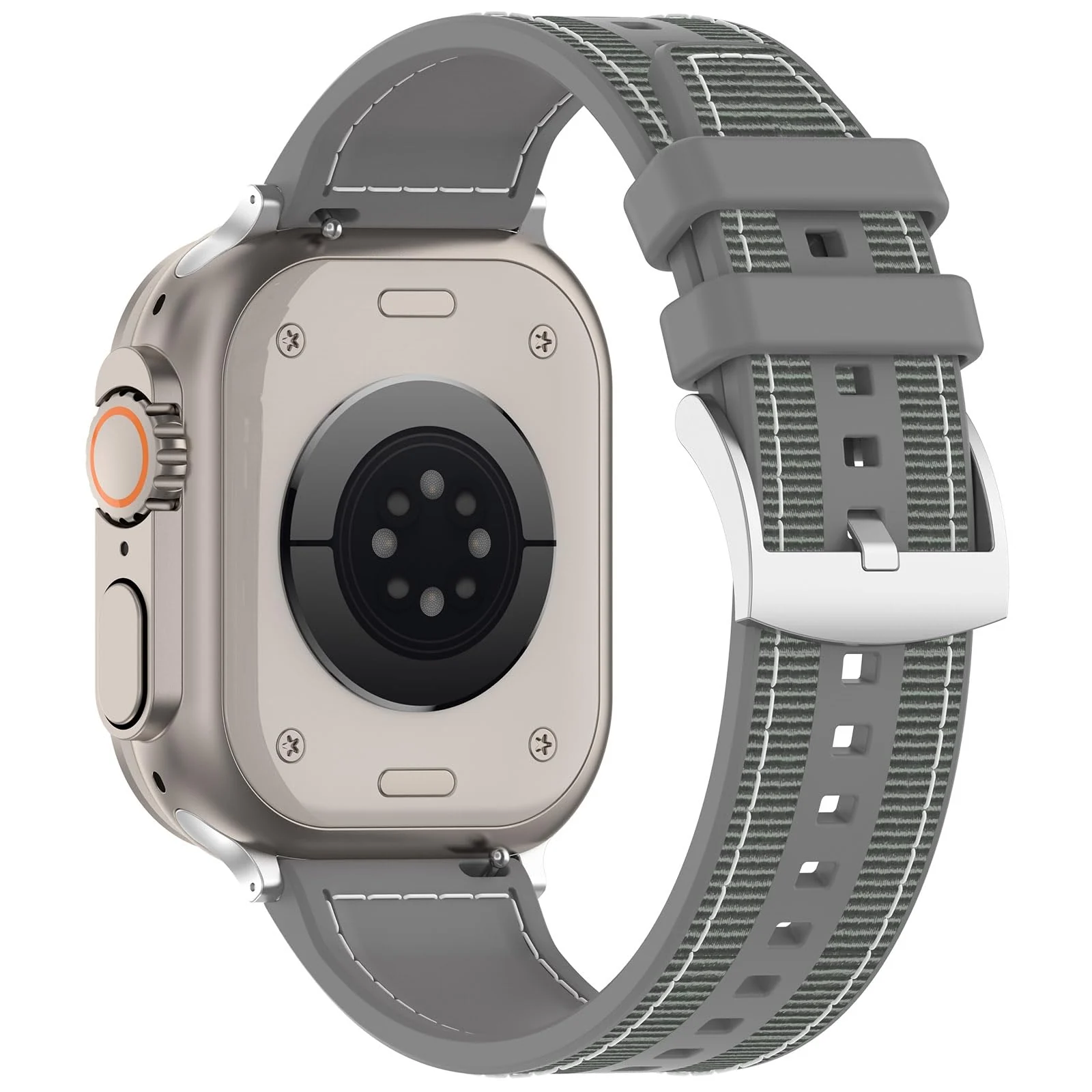 DL3 Mobilak Sport Silicone Nylon Band Designed for Apple Watch Band 49mm 46mm 45mm 44mm 42mm for Men Women, Waterproof Soft Replacement Strap for iWatch Ultra2 Ultra SE SE2 Series 10 9 8 7 6 5 4 3 2 1 - Gray