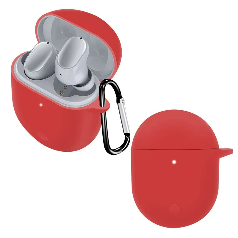 DL3 Mobilak Silicone Case Compatible with Xiaomi Redmi Buds 4 Earbuds, Soft Silicone Protective Case Cover, Shockproof Sleeve with Carabiner
