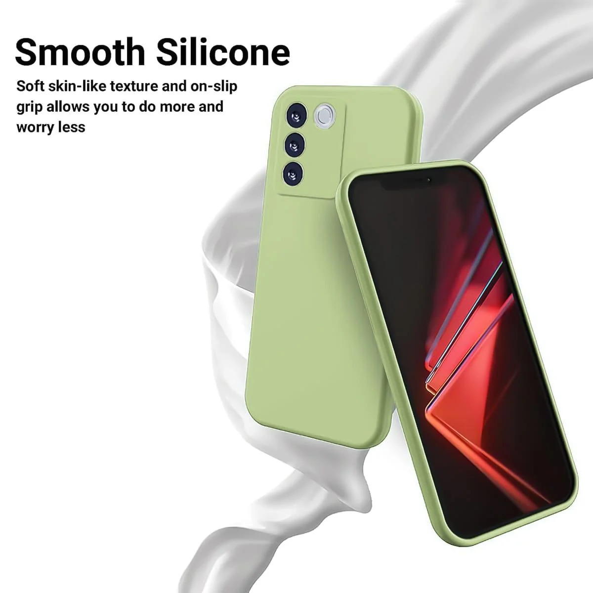 DL3 Mobilak Liquid Silicone Case for vivo V27e / vivo S16e, Shock-absorbing protection, Scratch-resistant surface, Soft microfiber lining - Mint Green