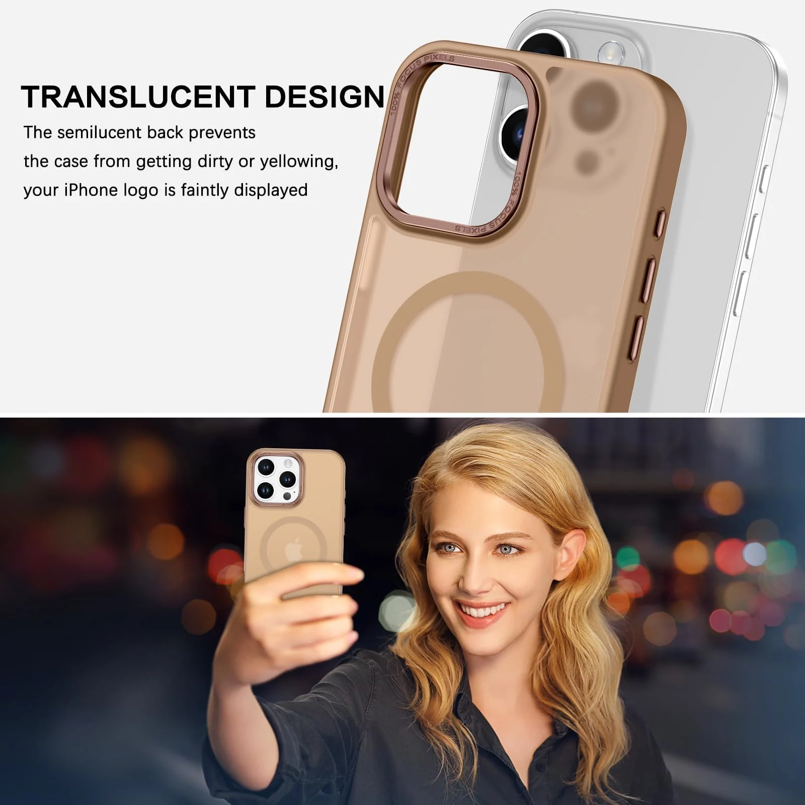 DL3 Mobilak Wallet Case with Card Slot for iPhone 15 Pro 6.1-Inch with Ring Holder and Magnetic Car-Mount Support - Desert Brown