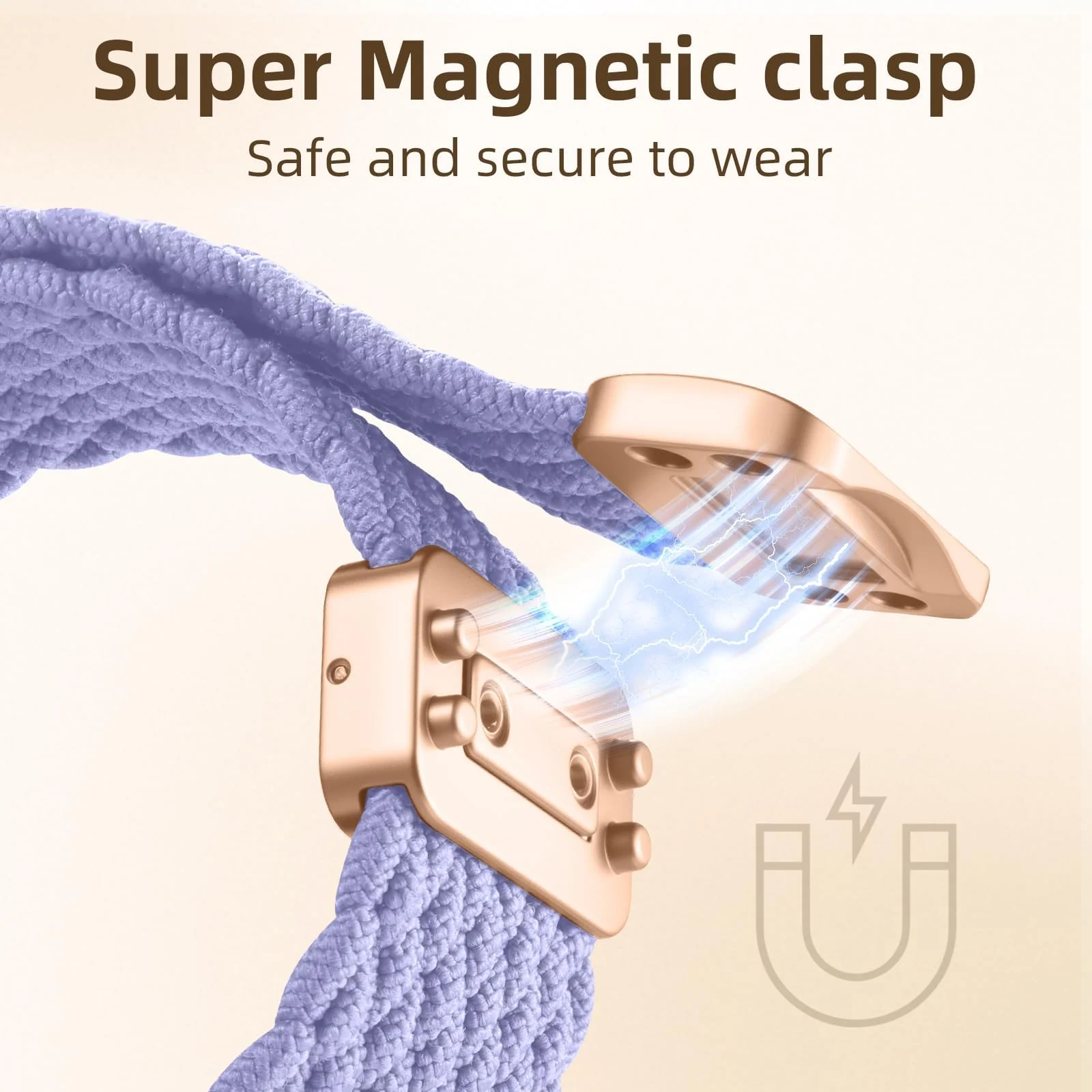 DL3 Mobilak Sport Solo Loop Compatible with Apple Watch Band 42mm 44mm 45mm 46mm 49mm for Women Men, Magnetic Strap Stretchy Braided Wristband for iWatch Series 11 10 9 8 7 6 5 4 3 Ultra 3 2 1 SE SE2 - Light Purple