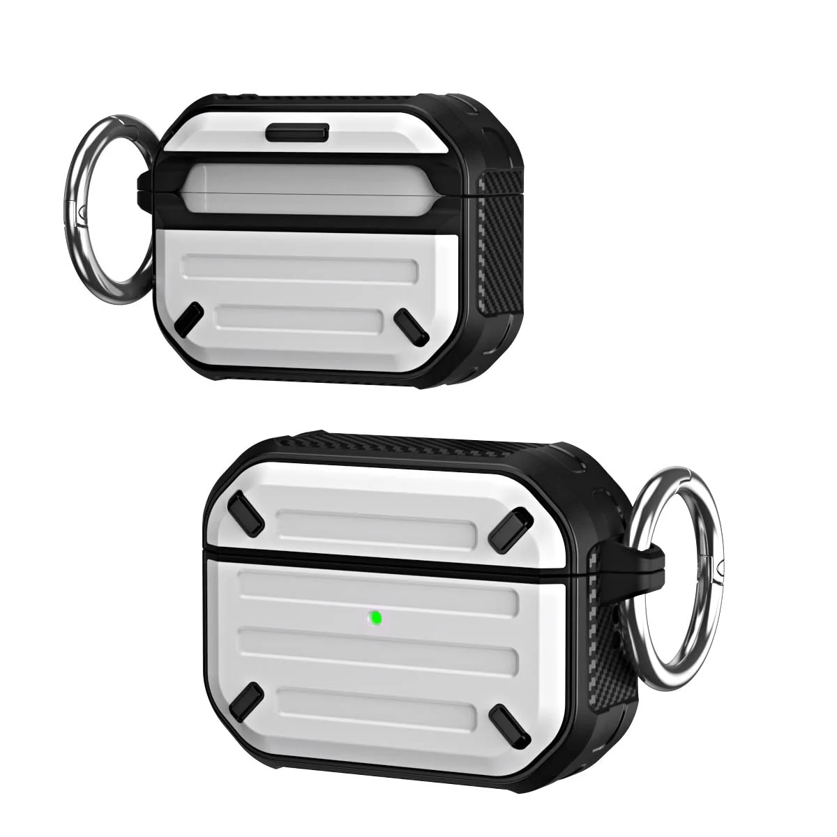 DL3 Mobilak Compatible with AirPods Pro 2 Case Cover Rugged Armor Hard Shell Shockproof Apple Airpod Pro 2nd 2022 Protective Case Replacement Support Wireless Charging Keychain Lanyard - White