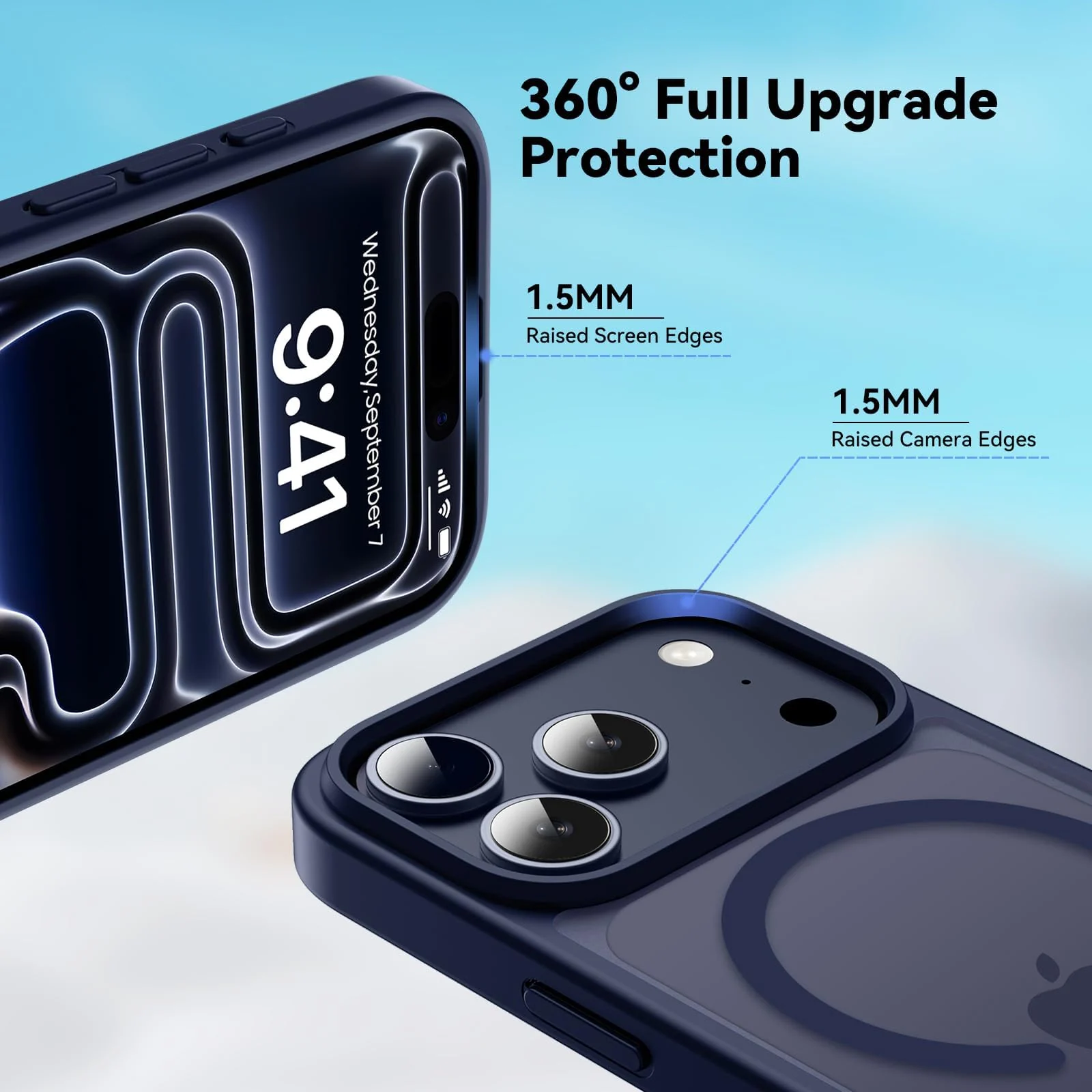 DL3 Mobilak Translucent Matte Case for iPhone 17 Pro Max, Compatible with MagSafe accessories, Supports wireless charging, Built-in magnetic car-mount support - Dark Blue
