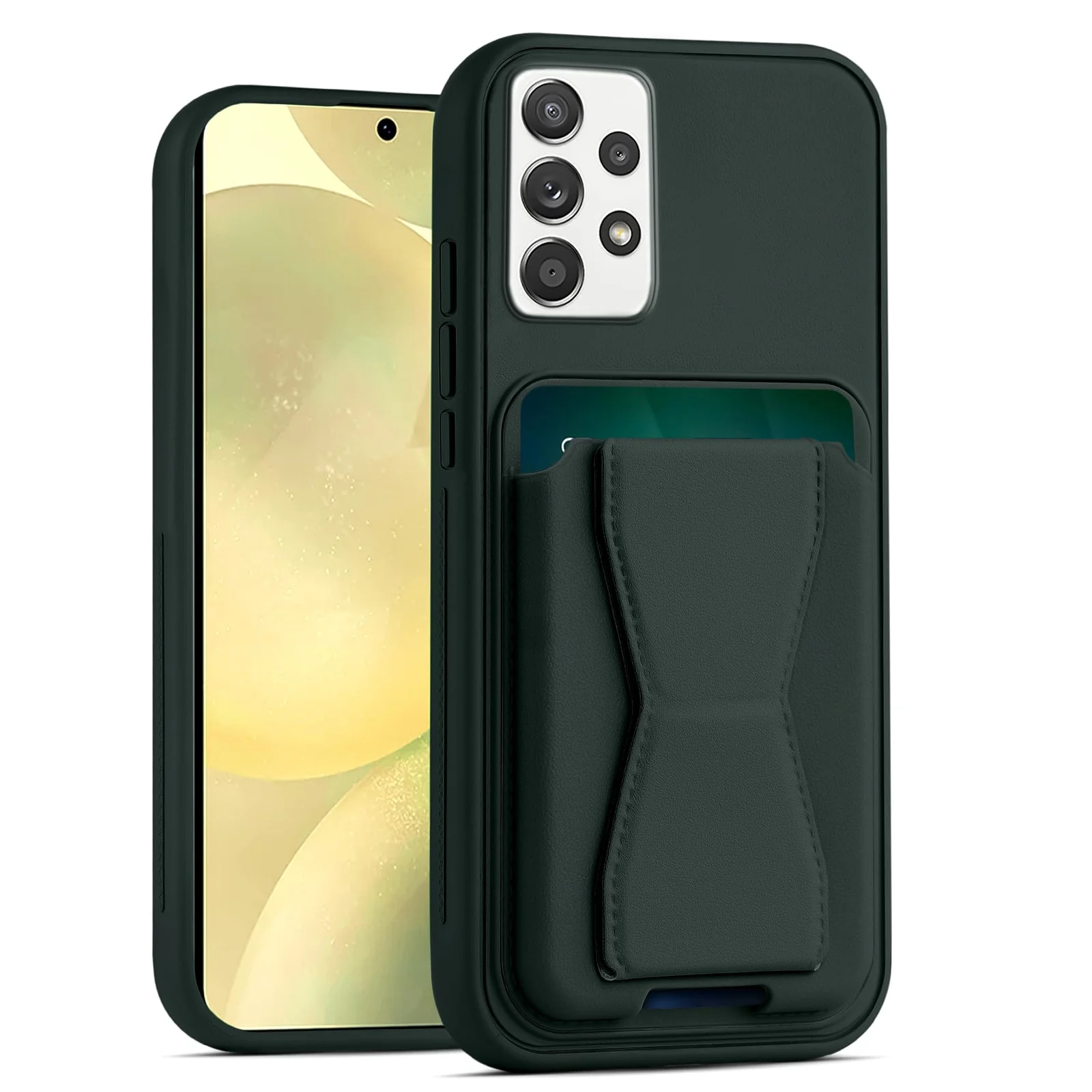 DL3 Mobilak Leather Wallet Case for Samsung Galaxy A52 / A52s, Camera protection, Shock-absorbing protection, Built-in kickstand - Dark Green