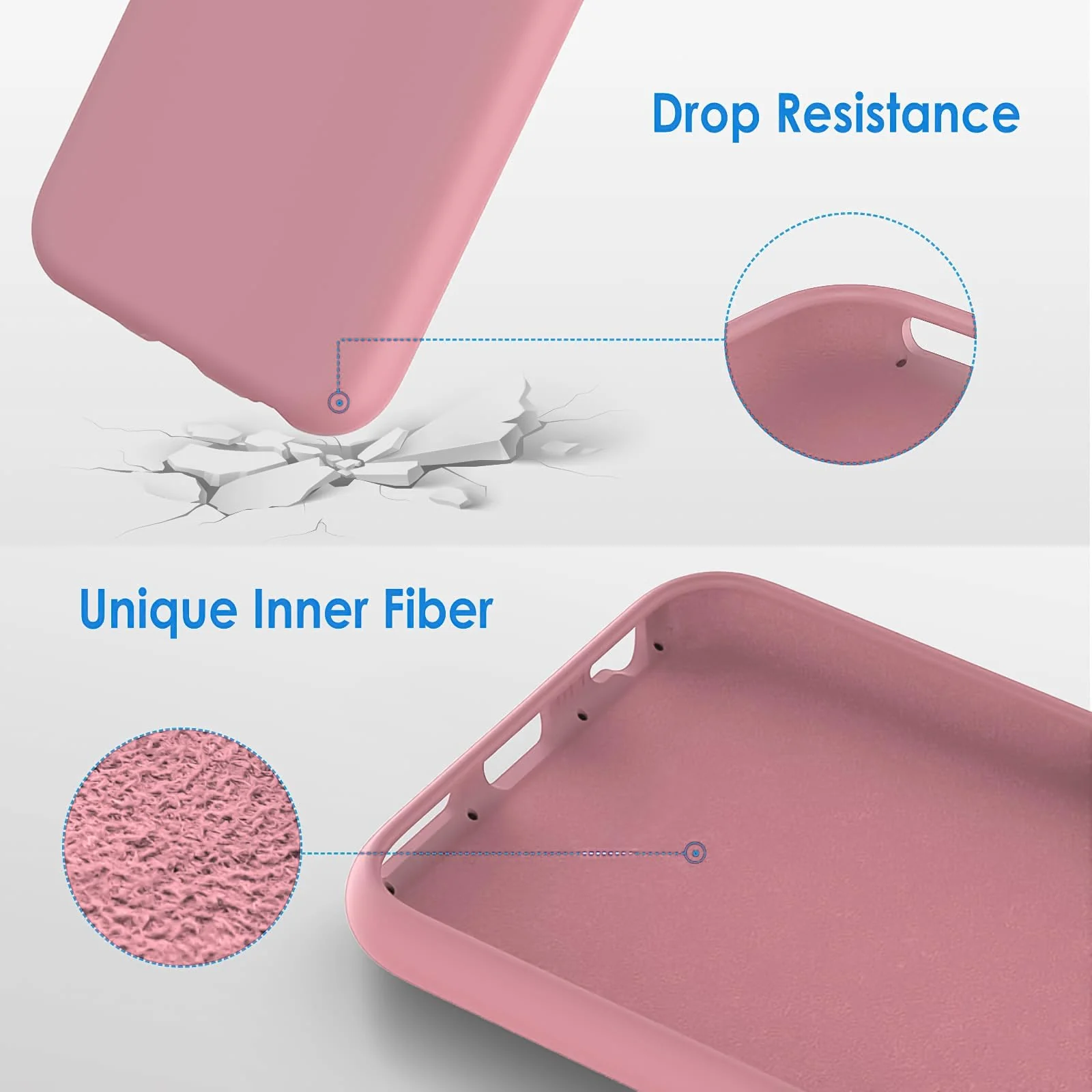 DL3 Mobilak Compatible with iPhone 6 / 6S Case, Liquid Silicone Case, Full Body Protective Cover, Shockproof, Slim Phone Case, Anti-Scratch Soft Microfiber Lining - Pink