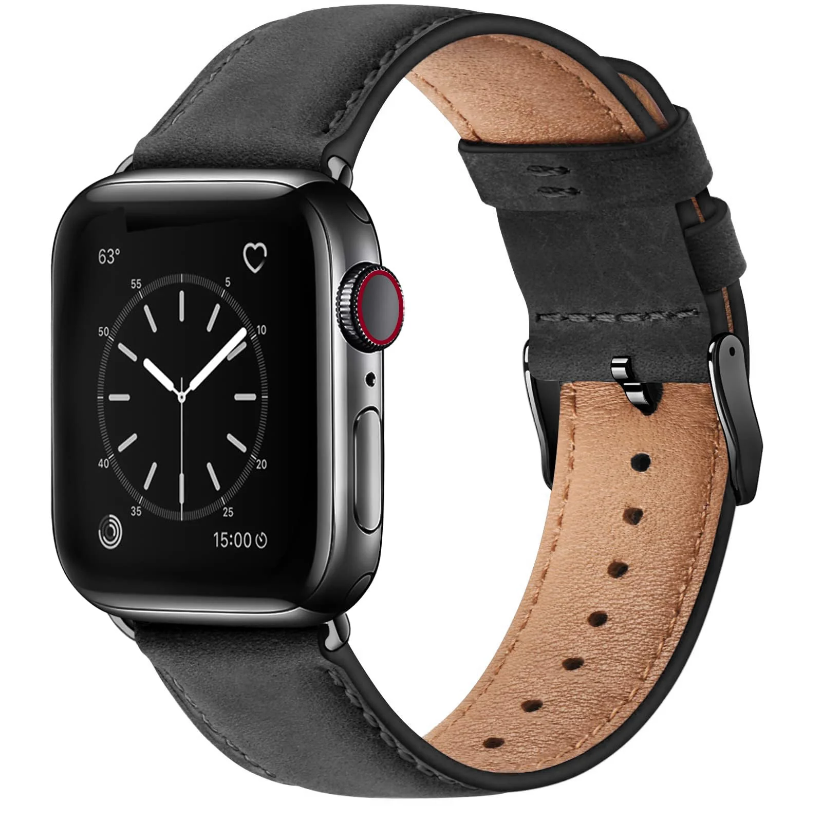 Apple Watch 49MM 46MM 45MM 44MM 42MM — DL3 Mobilak Compatible with Apple Watch Band 49mm 46mm 45mm 44mm 42mm Leather Band Replacement Strap, Soft Leather Bracelet for iWatch Series 11 10 9 8 7 6 5 4 SE SE2 Ultra 3 2 1 - C.Black