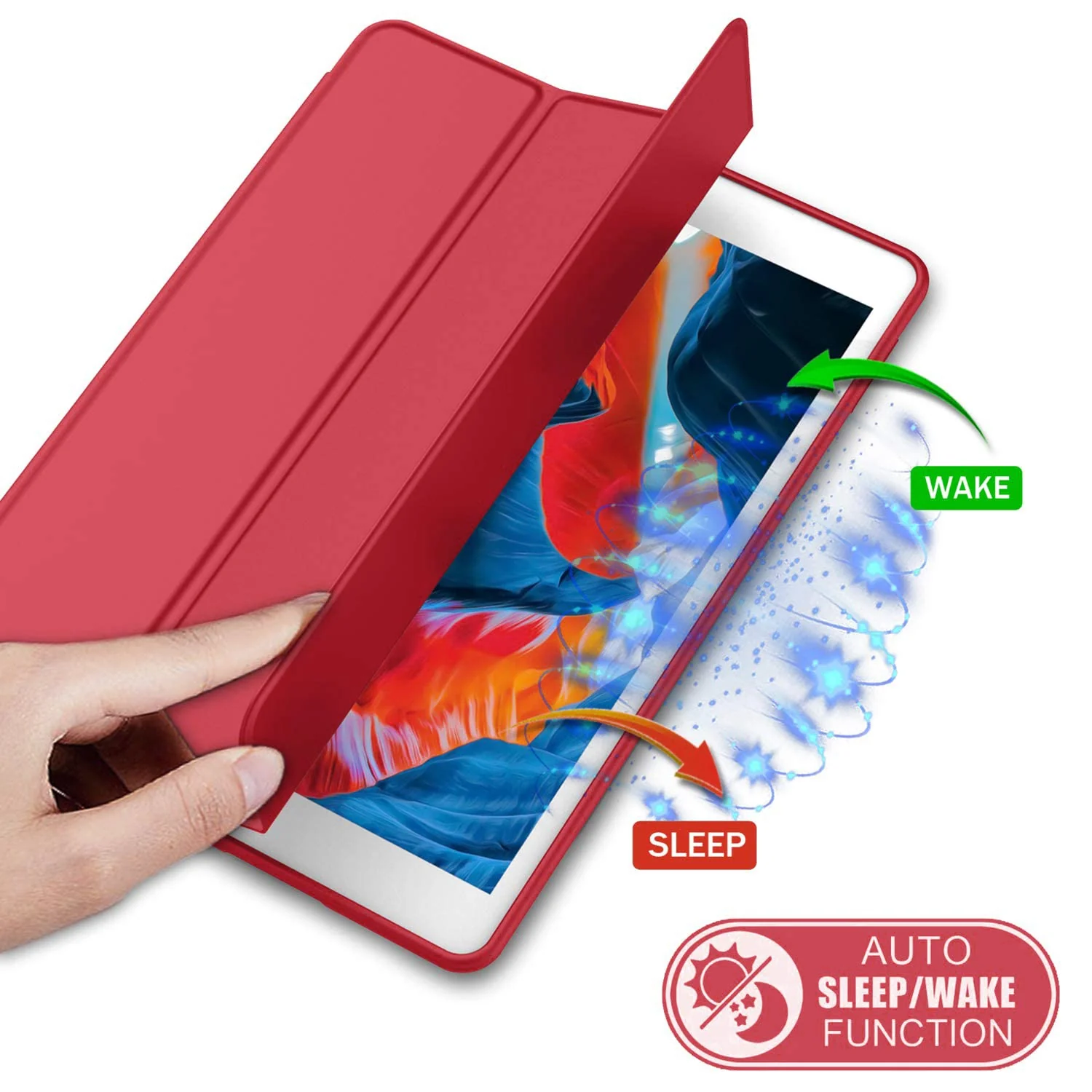 DL3 Mobilak Smart Case for Samsung Galaxy Tab A 10.1 2019, ONLY Fit (SM-T510/T515/T517) with Pencil Holder, Soft TPU Smart Stand Back Cover Auto Wake/Sleep Feature - Red