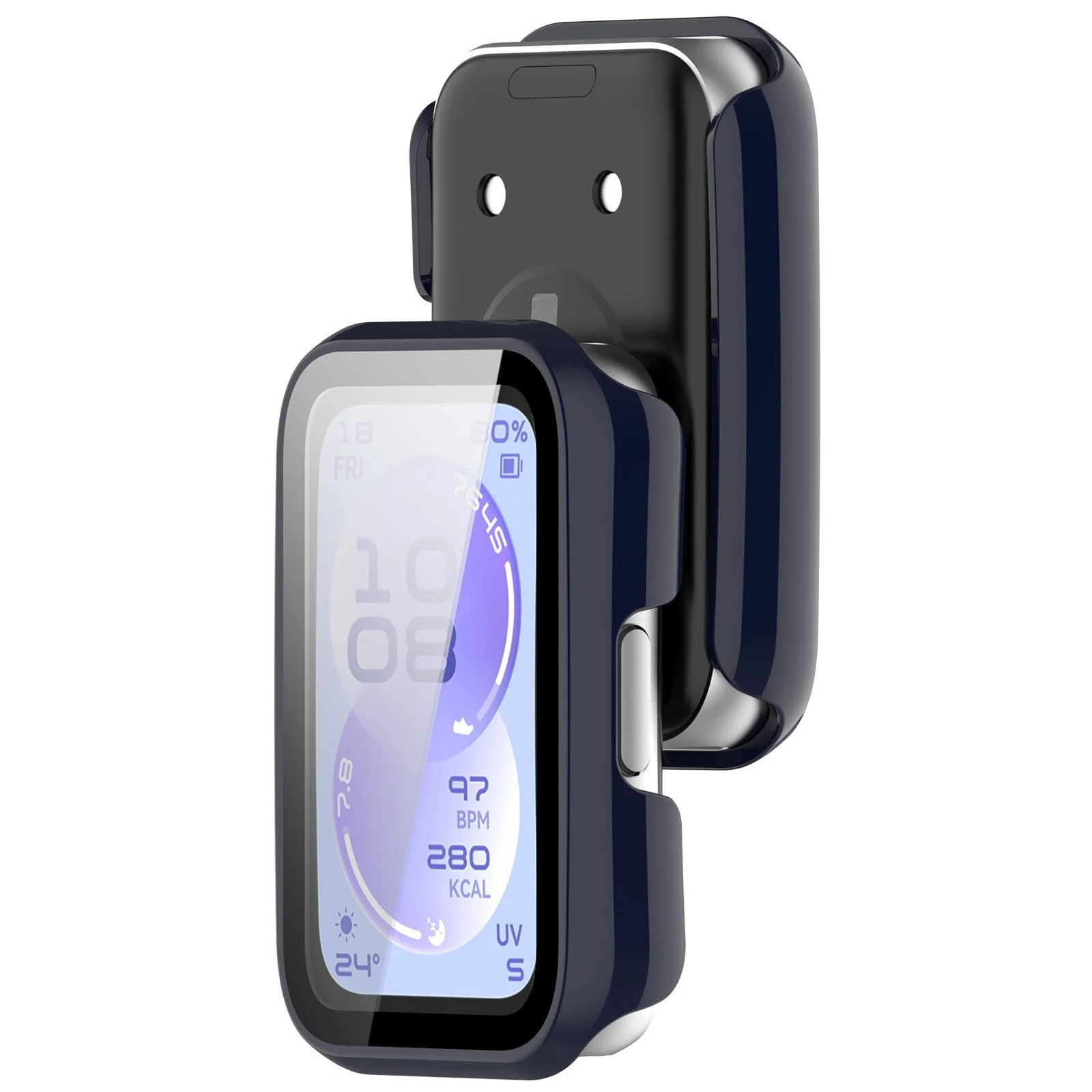 DL3 Mobilak Case with Screen Protector for Huawei Band 11, Bumper Full Coverage Hard PC Overall Protective Cover, Built-in Tempered Glass Film High Sensitivity For Huawei Band 11 - Blue