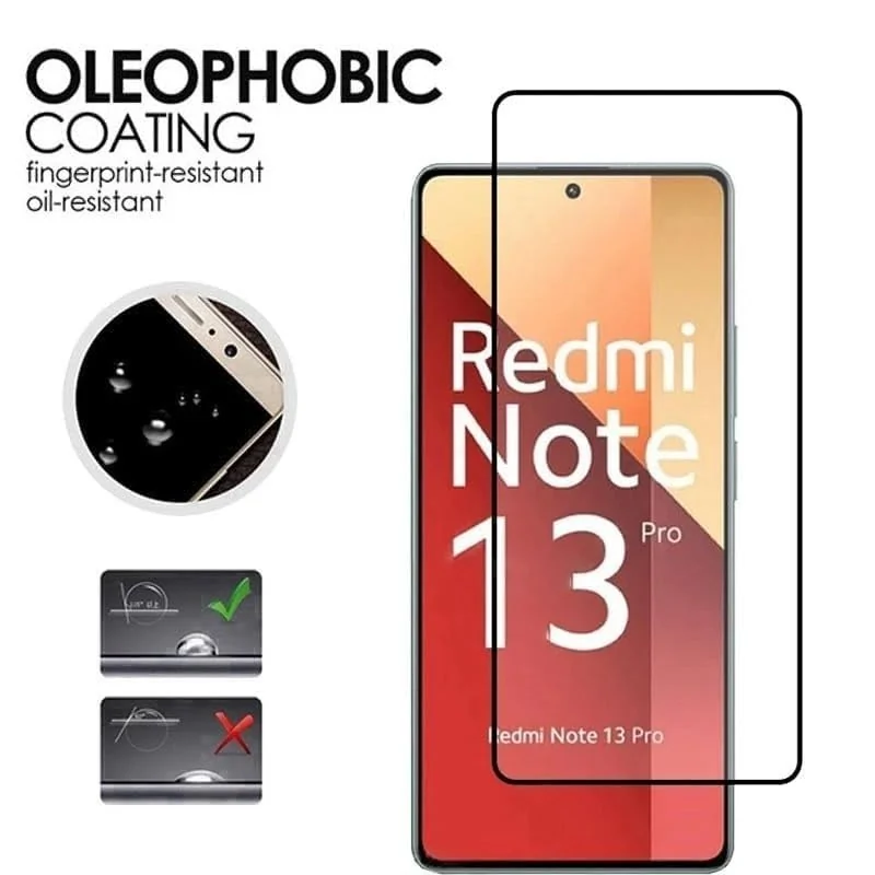 DL3 Mobilak 5D Full Glass Screen Protector For Xiaomi Redmi Note 13 Pro 4G (Not 5G) Black Frame - Clear