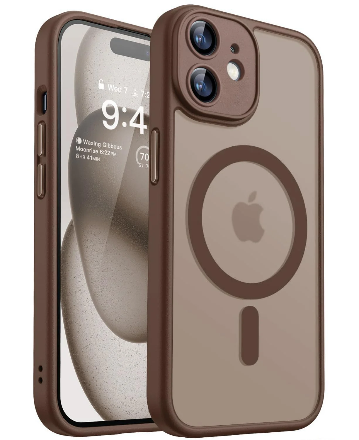 DL3 Mobilak Matte MagSafe-Compatible Magnetic Case for iPhone 11 with Camera Protection and Magnetic Car-Mount Support - Brown