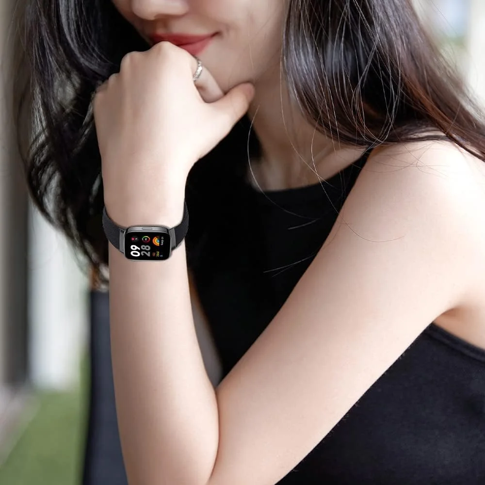 DL3 Mobilak Elastic Straps Compatible with Xiaomi Redmi Watch 3 (Not for Redmi Watch 3 Lite/Active) Men Women, Adjustable Stretchy Bracelets Sport Nylon Replacement Bracelet - Black