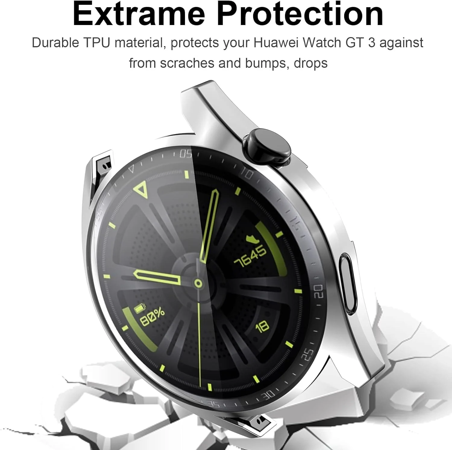 DL3 Mobilak Case Compatible with Huawei Watch GT3 46mm Case All-Around Screen Protector Watch Soft TPU Shockproof Cover Slim Guard Thin Bumper Shell Protector - Clear