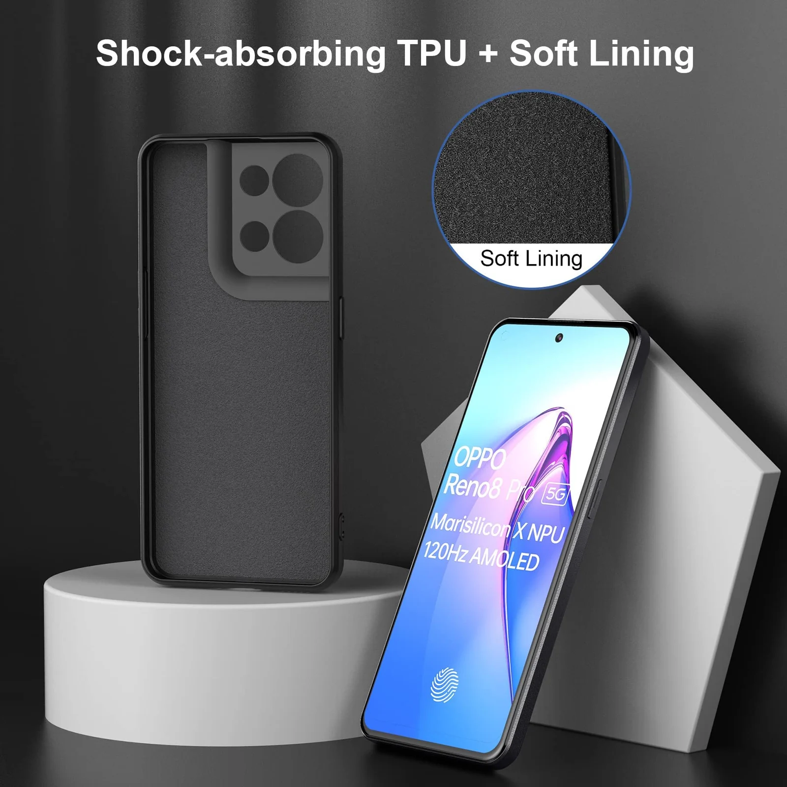 DL3 Mobilak Compatible with OPPO Reno 8 Pro 5G / Reno8 Pro+ Plus 5G Case, Liquid Silicone Case, Full Body Camera Protective Cover, Shockproof, Slim Phone Case, Soft Microfiber Lining - Black