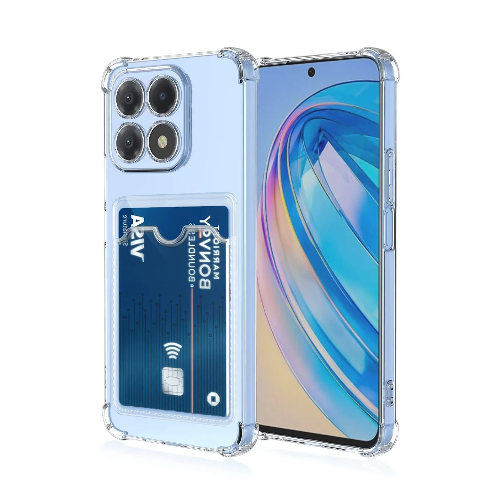 DL3 Mobilak Clear TPU Wallet Case with Card Slot and Camera Protection for Honor X8A - Transparent