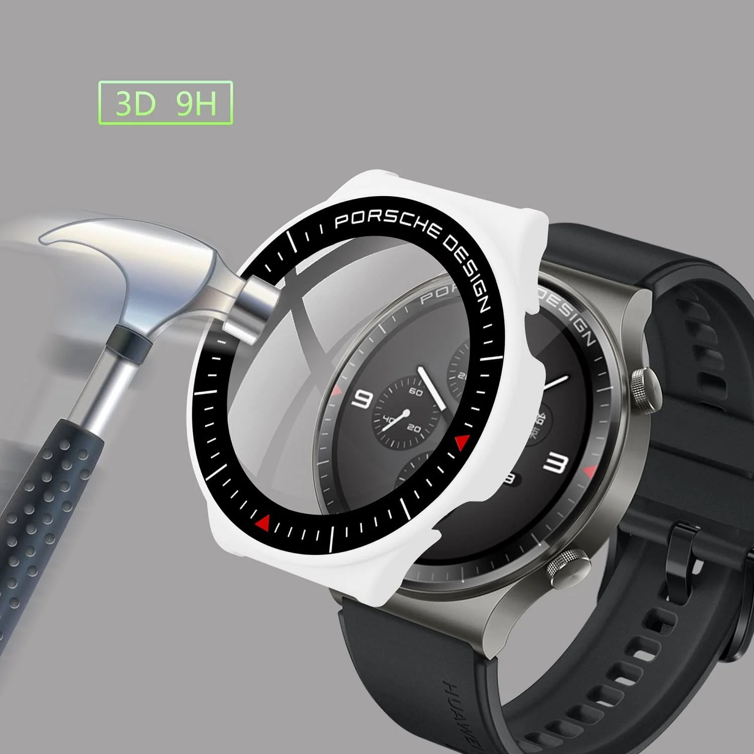 DL3 Mobilak Case Compatible with Huawei Watch GT2 Pro PC Cover with Bezel Tempered Glass Protection, Ultra Thin Full Protection for Huawei Watch GT 2 Pro Protective Case - White