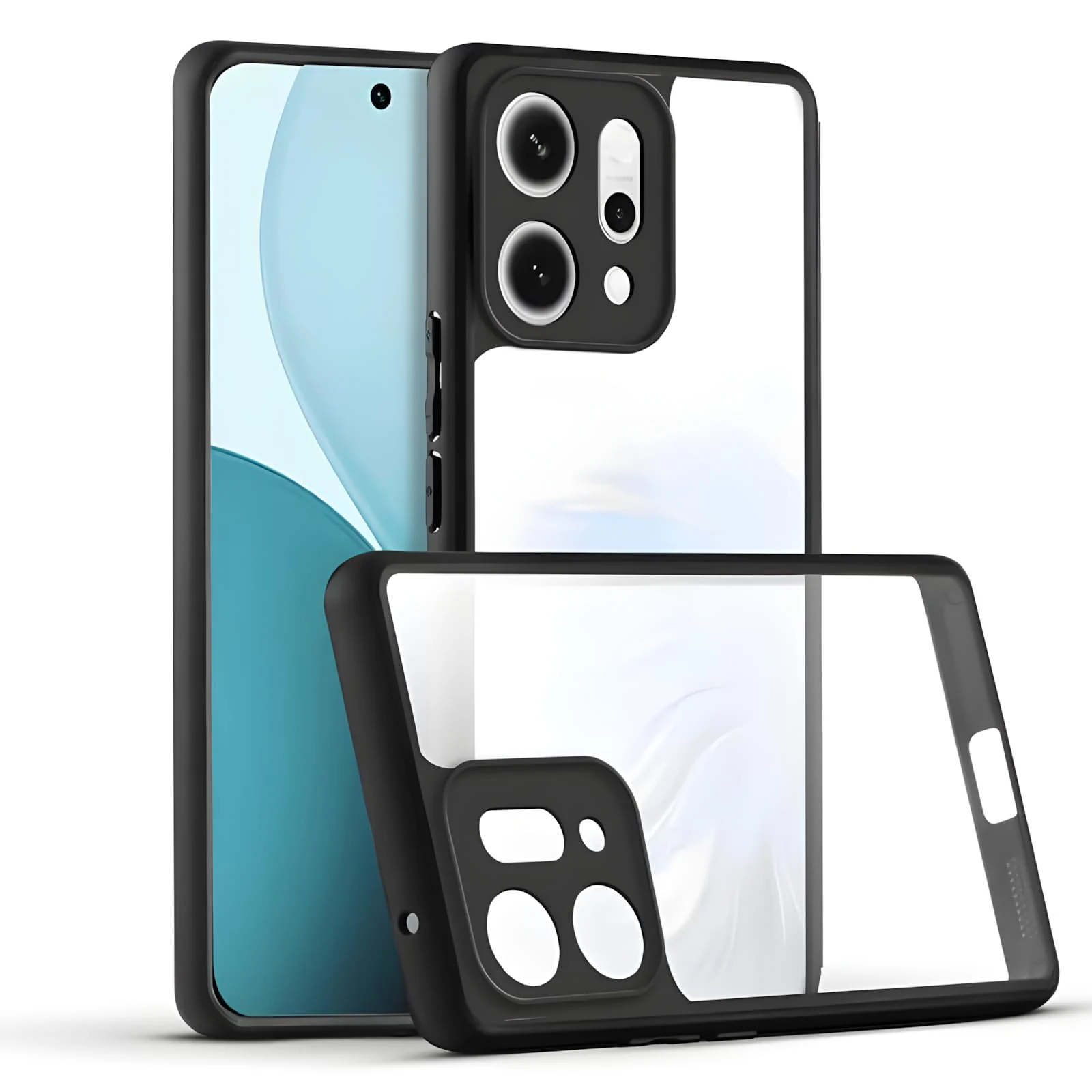 DL3 Mobilak Clear TPU Case for OPPO Reno 14 5G (OPPO Reno14), Camera protection, Shock-absorbing protection, Scratch-resistant surface - Black
